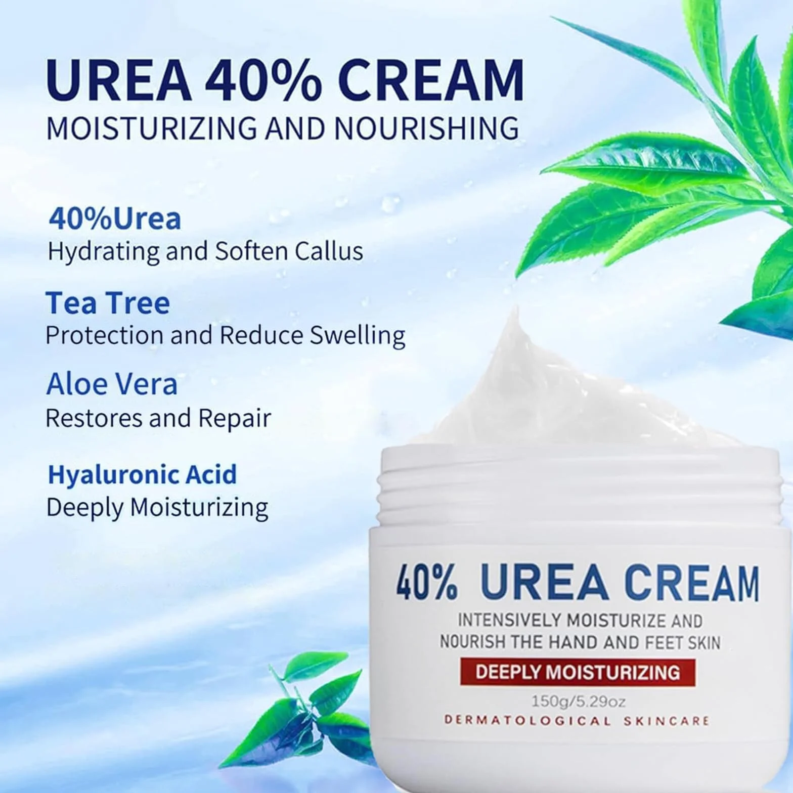 Crema Piedi Urea 40%, 150g Crema Talloni Screpolati, Cream per Piedi e Mani e Screpolati Rimozione e Ammorbidimento Dei Calli, per Piedi, Mani, Talloni, Gomiti, Unghie e Ginocchia
