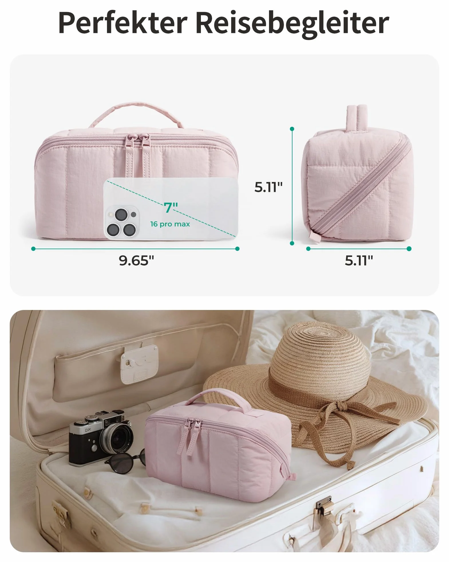 BAGSMART Borsa cosmetica da viaggio organizer piatta nera