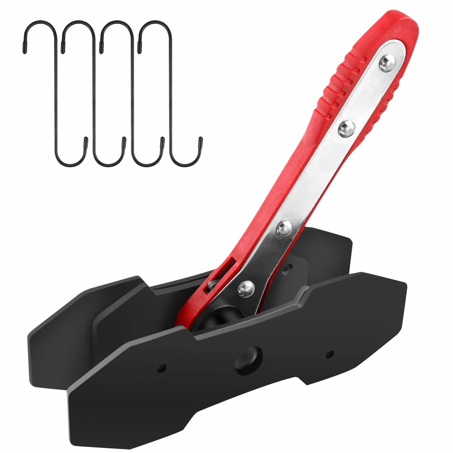Strumento a Cricchetto per Pinza Freno: Retrattore per Pistoncino Freno, Rosso Set di Presse a Cricchetto con 4 Ganci di Sostituzione Pastiglie Freno per Riparazioni Freni Auto