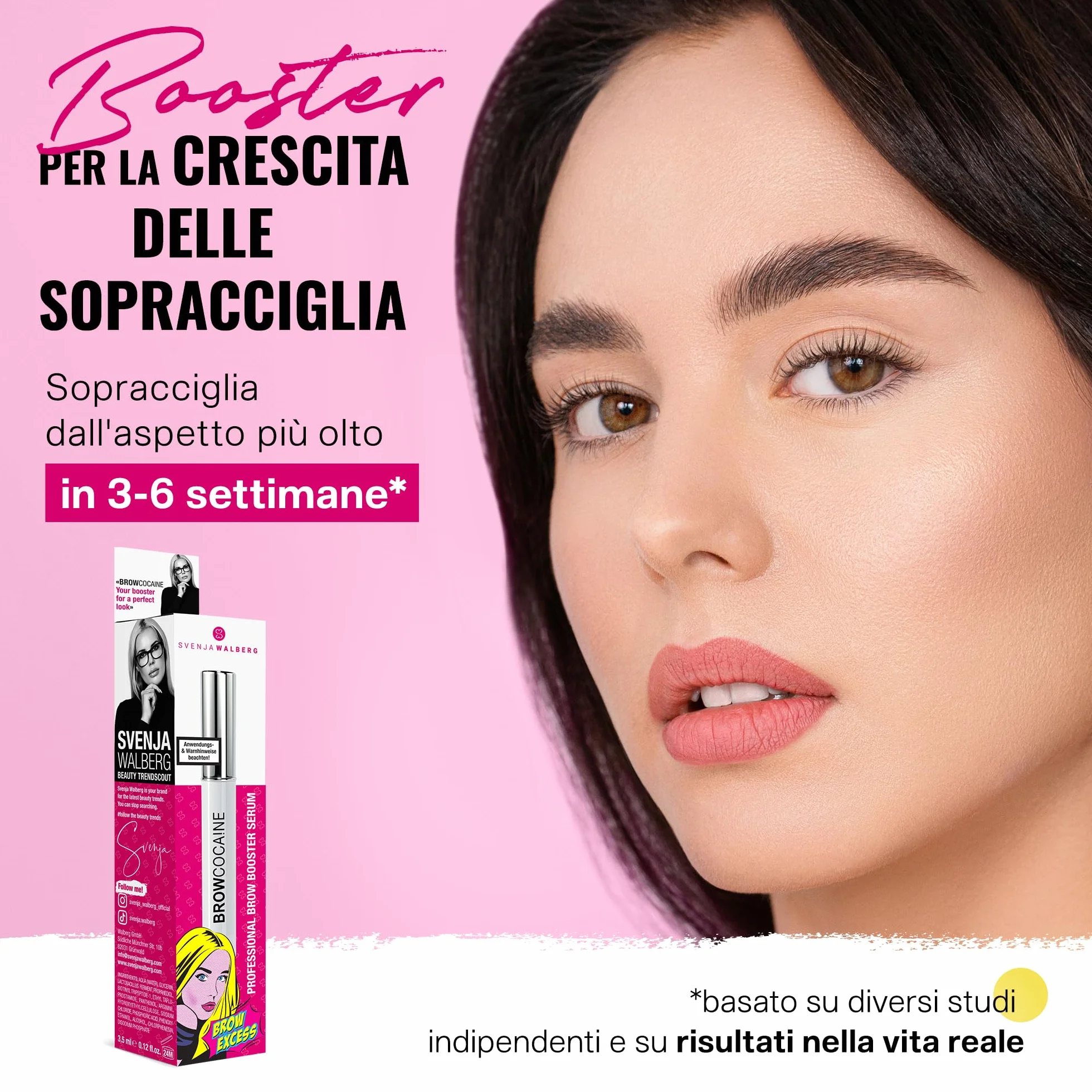 BROWCOCA!NE® Siero sopracciglia rapida crescita piene Booster vegano Svenja Walberg