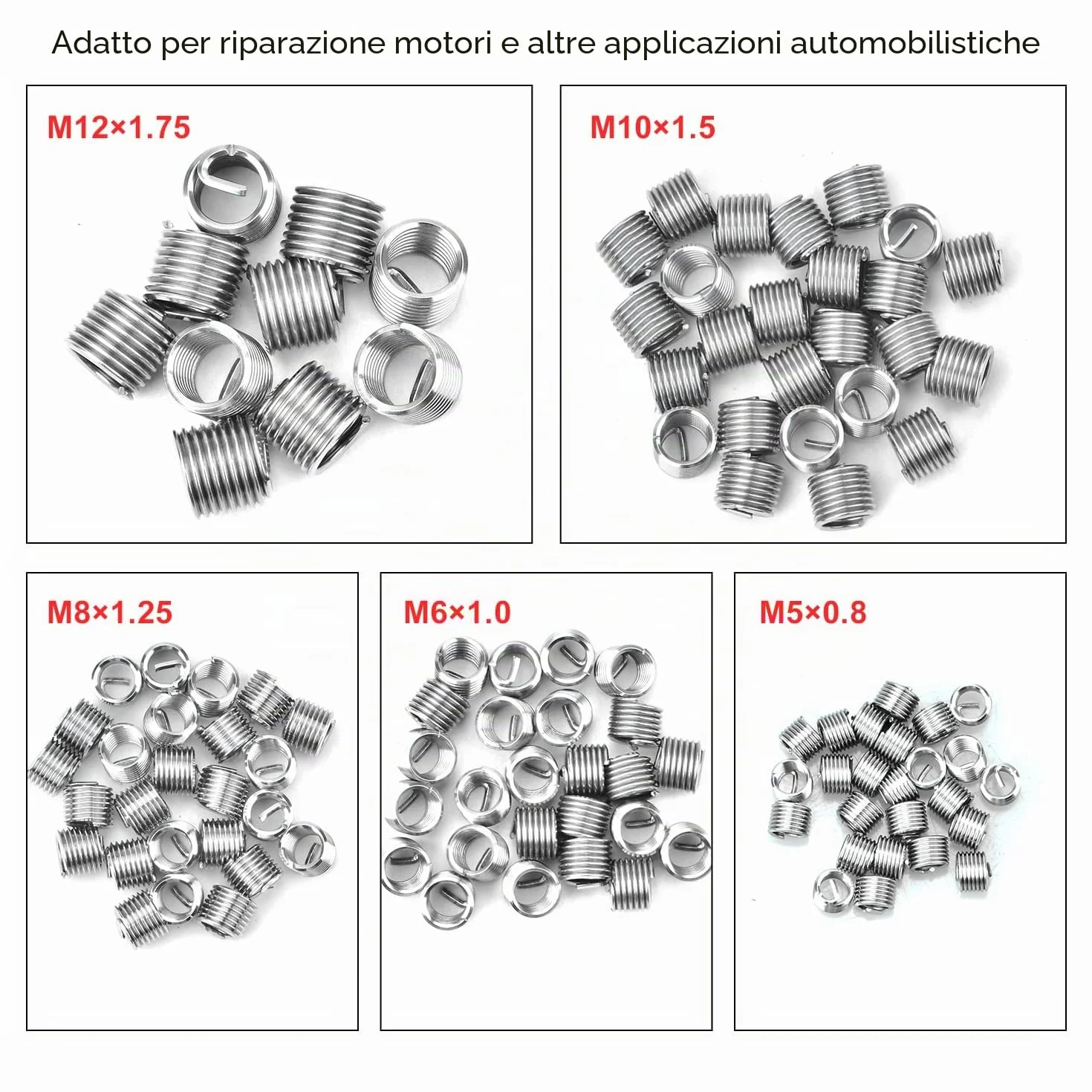 Set riparazione filettature M5-M12, trapano HSS, inserti filettati 131 pezzi
