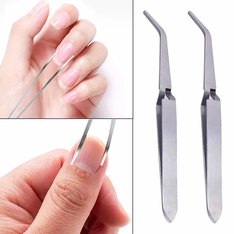 Pinzette per Unghie in Acciaio Inox, Pinze Manicure Multifunzione per Unghie Gel