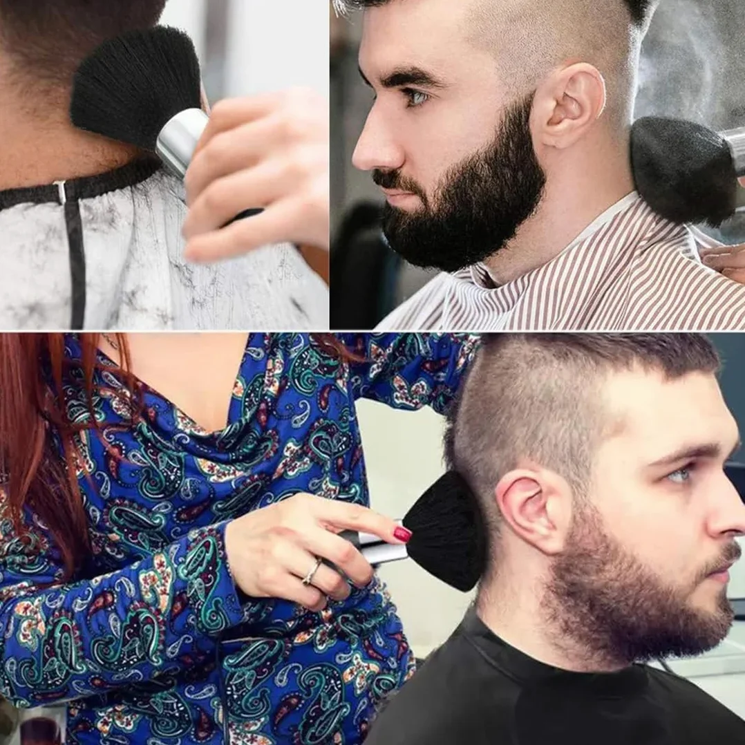 2 pezzi Barbiere Collo Spazzola, Pennello da Parrucchiere per Salone per il barbiere, per la pulizia dei capelli, per la rimozione della polvere, colore(Nero)