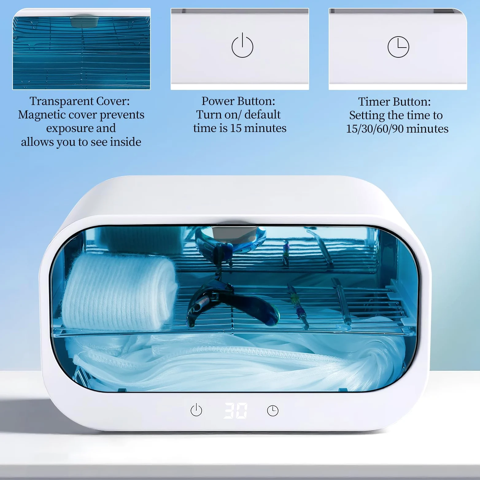 Sterilizzatore per strumenti per unghie, grande sterilizzatore per estetista, 110 V, multifunzionale, con tempo regolabile per uso domestico, barbieri, saloni di bellezza e spa