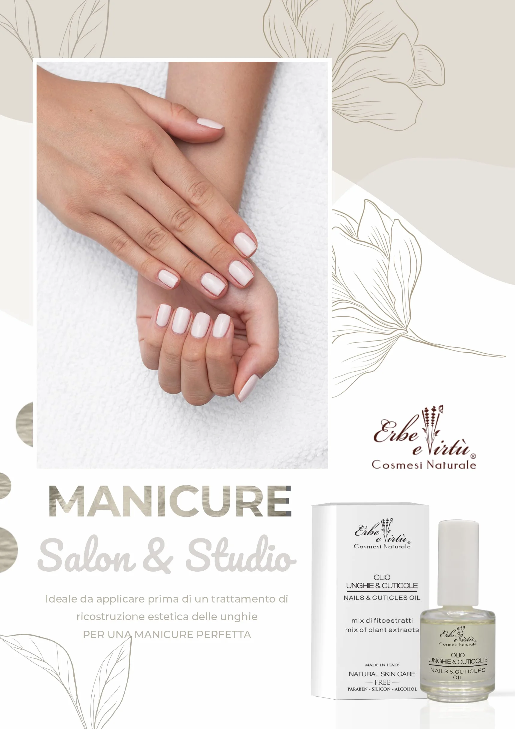 Olio Unghie e Cuticole 17ml Mix di Oli pregiati, Mandorle, Oliva, Limone, Argan Uso professionale