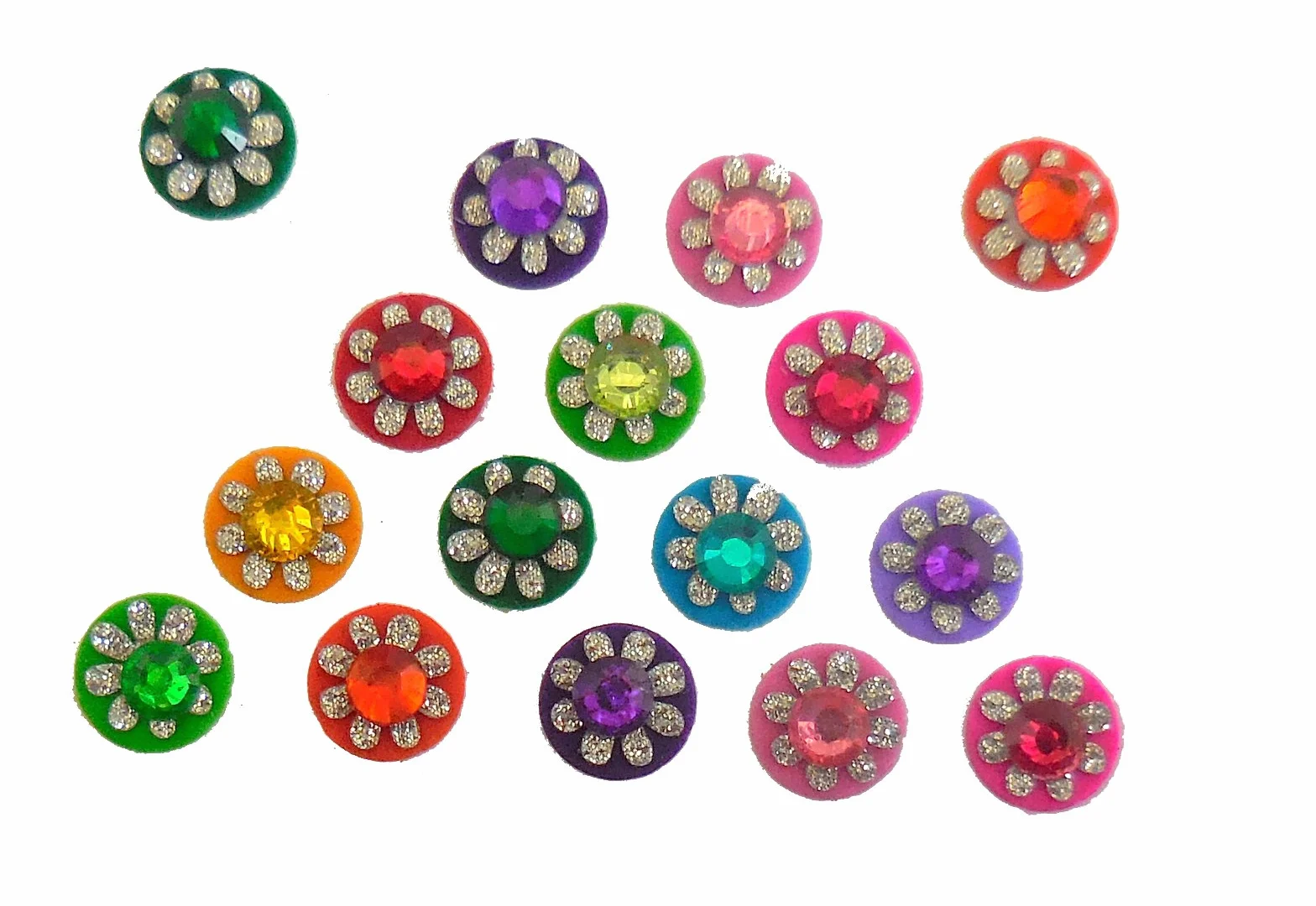 64 cristalli colorati rotondi bindi Velvette, gioielli Tika, 4 confezioni