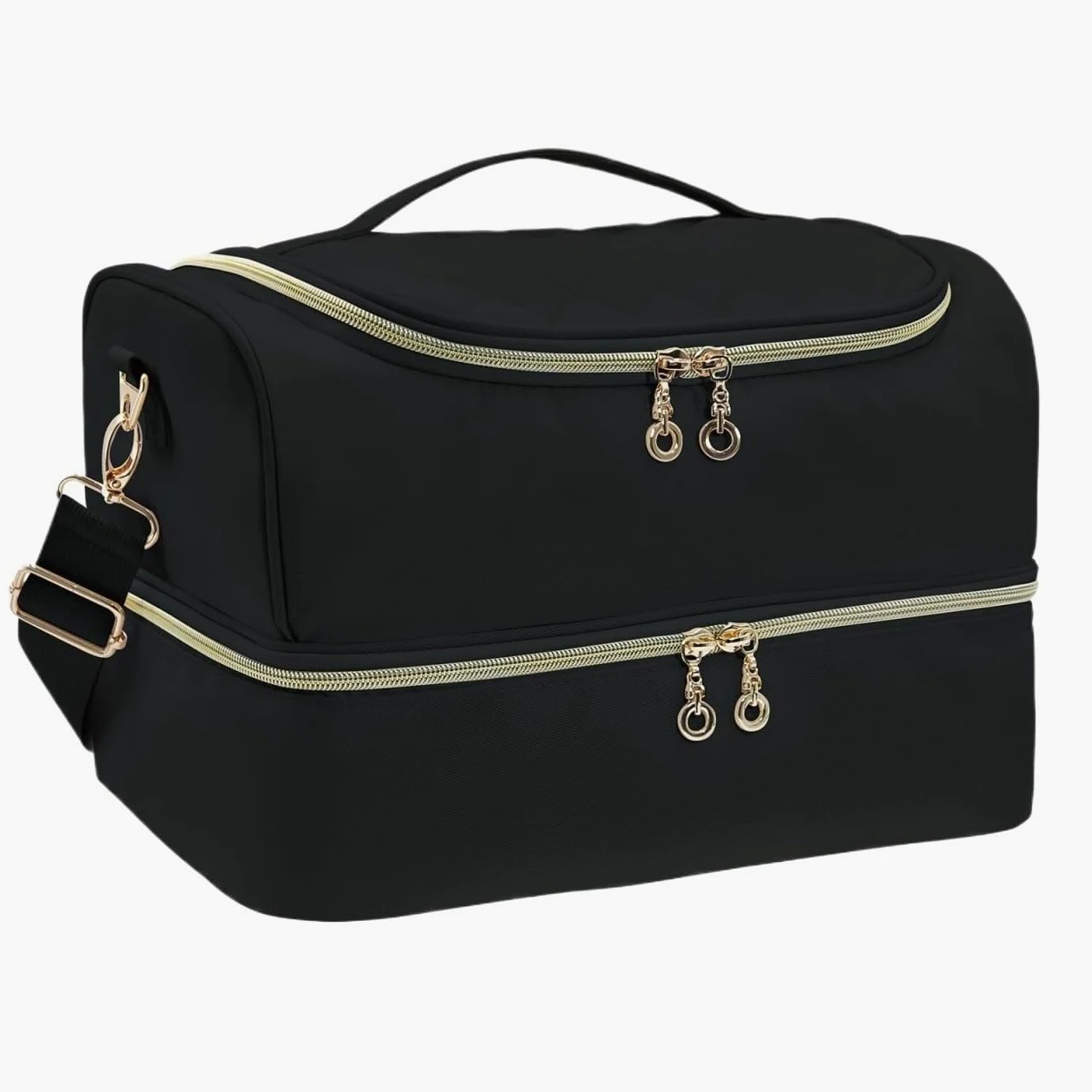 Organizzatore Smalti Borsa Portaoggetti A Doppio Strato for Unghie, Contiene 45 Flaconi Porta Smalti per Unghie(Black)