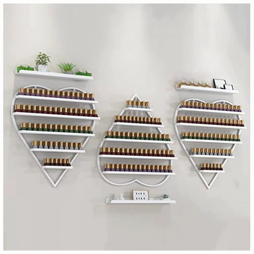 Espositore per Smalti, Porta Oli Essenziali in Metallo per Negozi di Bellezza, Organizer per Smalti, Porta Profumi da Parete, Oro - 6 Pezzi, Bianco - 6 Pezzi