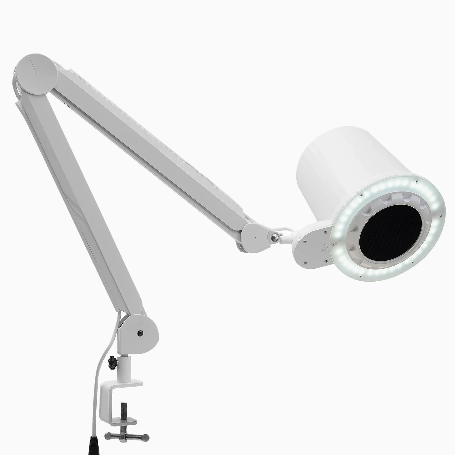 Aspiratore Unghie Professionale Forte 55W 8m con Luce LED 3 Colori, in ABS | Aspiratore per unghie da tavolo professionale 4300 RPM,cartuccia filtrante magnetica,Braccio Regolabile per Salone e Casa