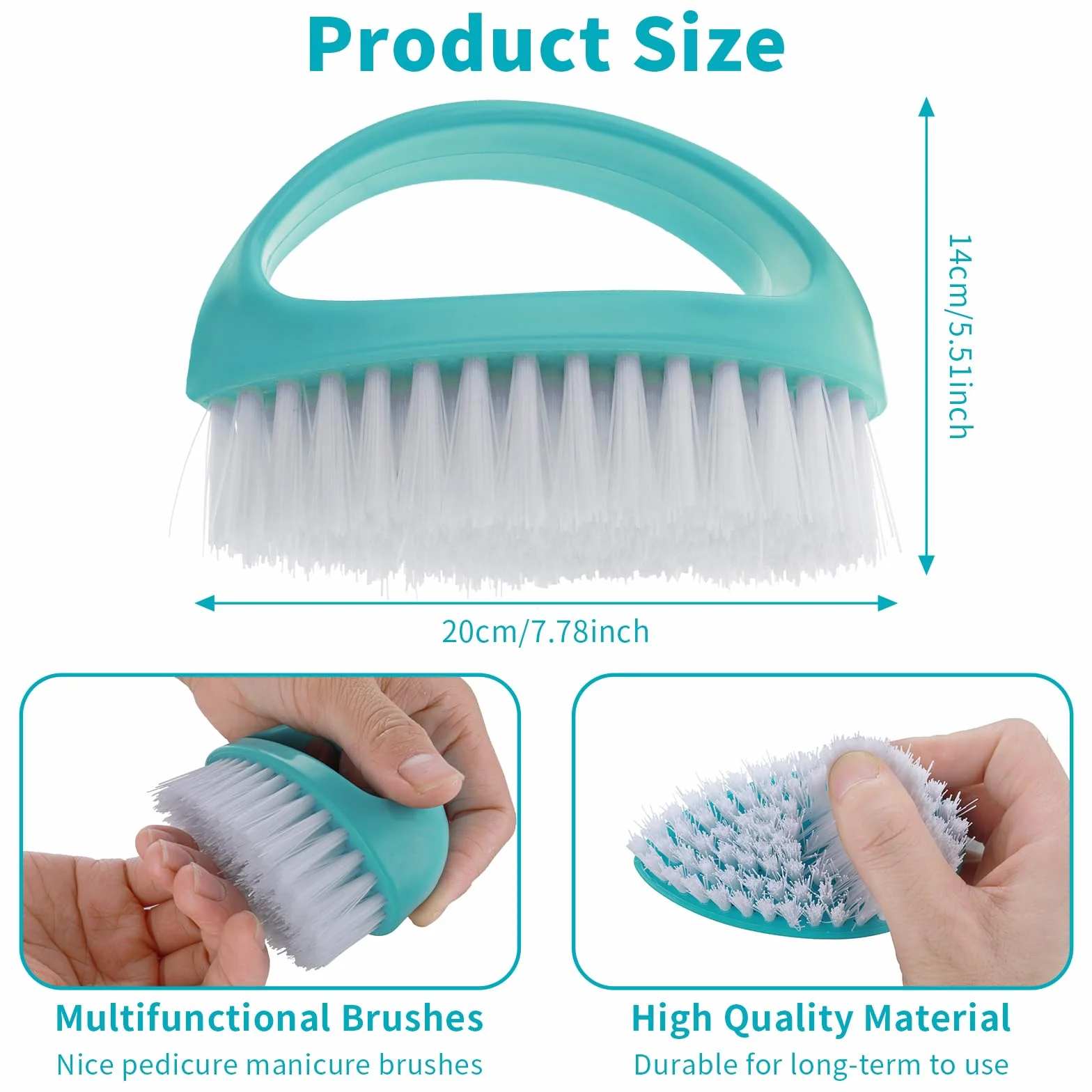 Amaxiu Set di 2 spazzole per unghie robuste per pulire le dita, in nylon duro e duro, pulizia profonda delle mani di meccanici e giardinieri