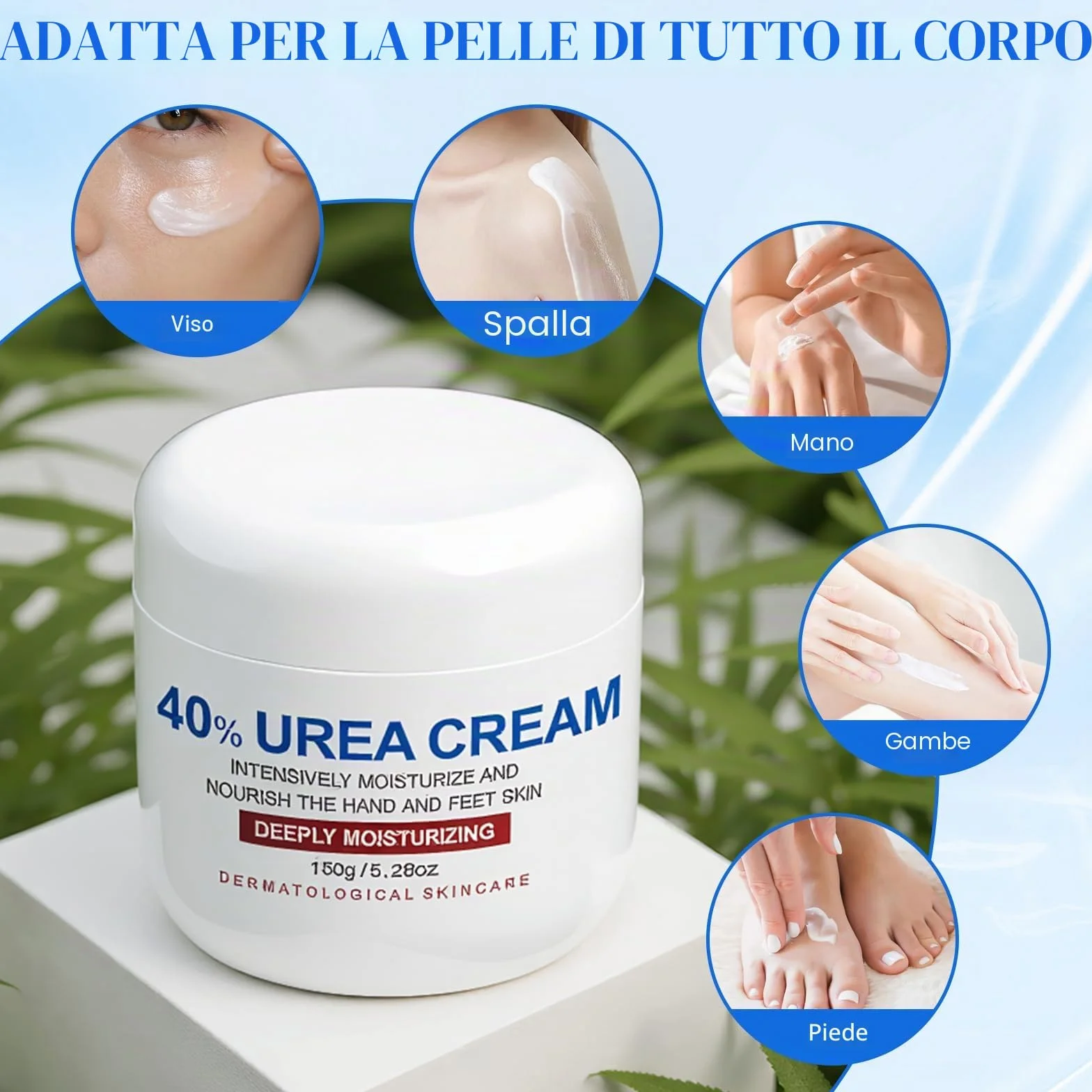 Crema Piedi Urea 40% Idratante e Riparatrice, Trattamento Talloni Secchi e Screpolati, Crema Piedi per Pelle Secca e Ruvida, 150g