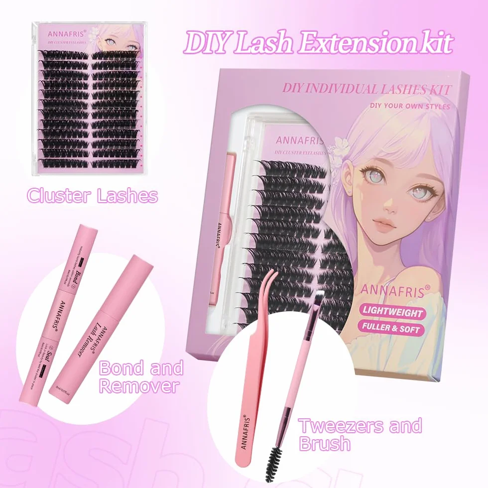 Ciglia Finte Ciuffetti Kit Naturali DIY Extension Ciglia Cluster Lashes con Pinze (HS)