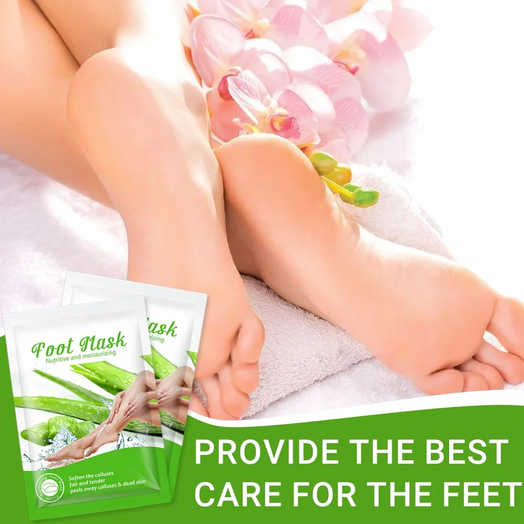 2 Piezas Mascarilla Pies Exfoliante, Foot Peel Mask, Máscara Pies Peeling, Mujeres y Hombres Quitar Piel Muerta y Callos, Aloes