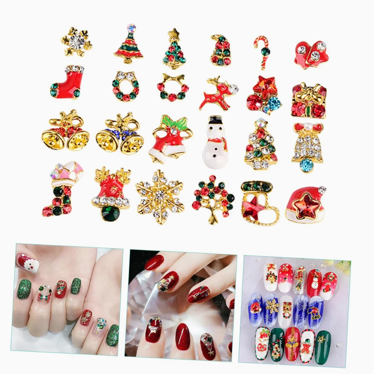 Didiseaon 5 Set Adesivi Per Unghie Natalizi Ciondoli Per Unghie Da Donna Manicure Decorativa Decorazioni Per Unghie Fai Da Te Gioielli Per Unghie Decorazione Per Unghie Lega Pezzi * 5