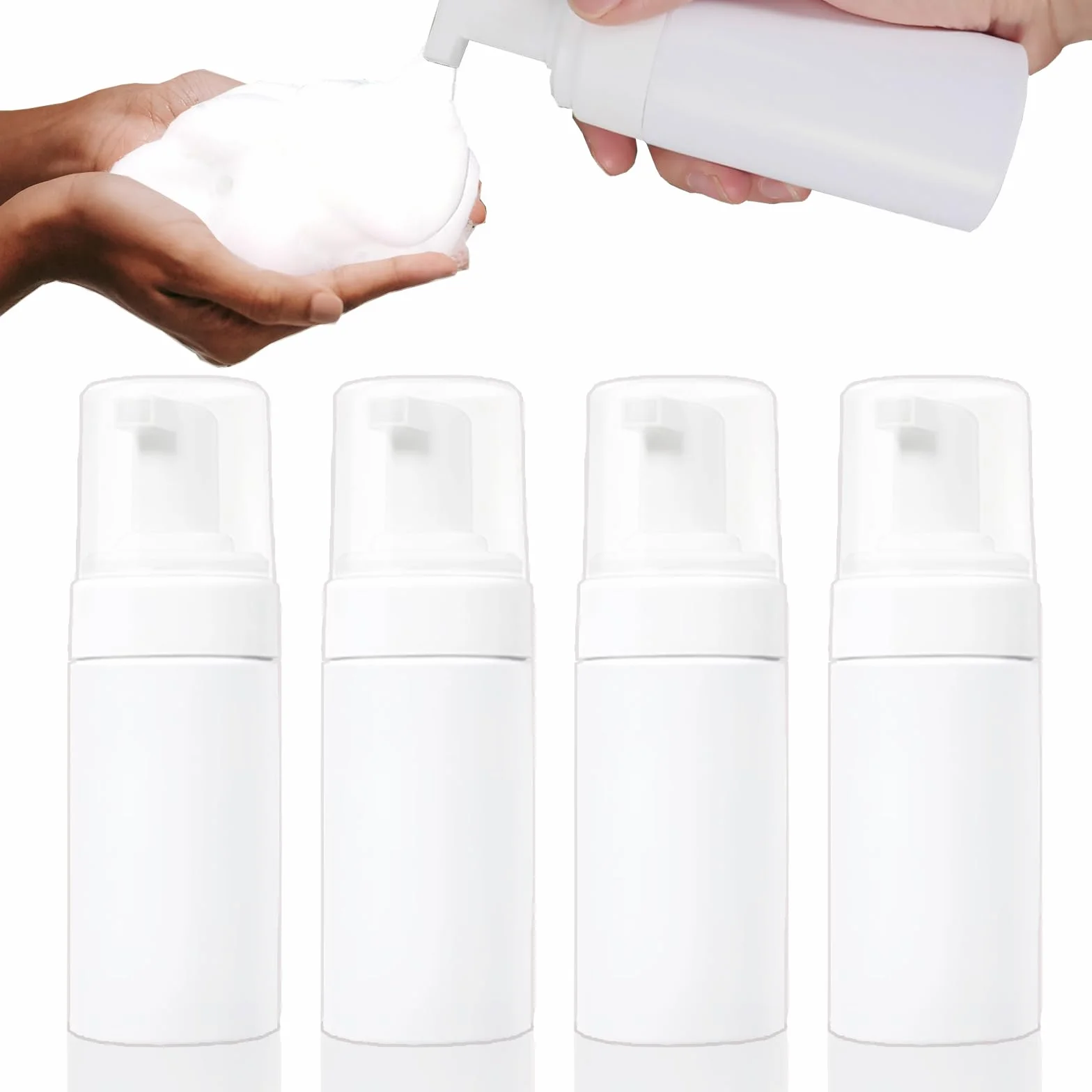 EMALLA 4 Bottiglie Schiuma Bianche 100ml Dispenser per Inchiostri da Tatuaggio & Soluzioni, Ricaricabili per Studio Tatuaggi