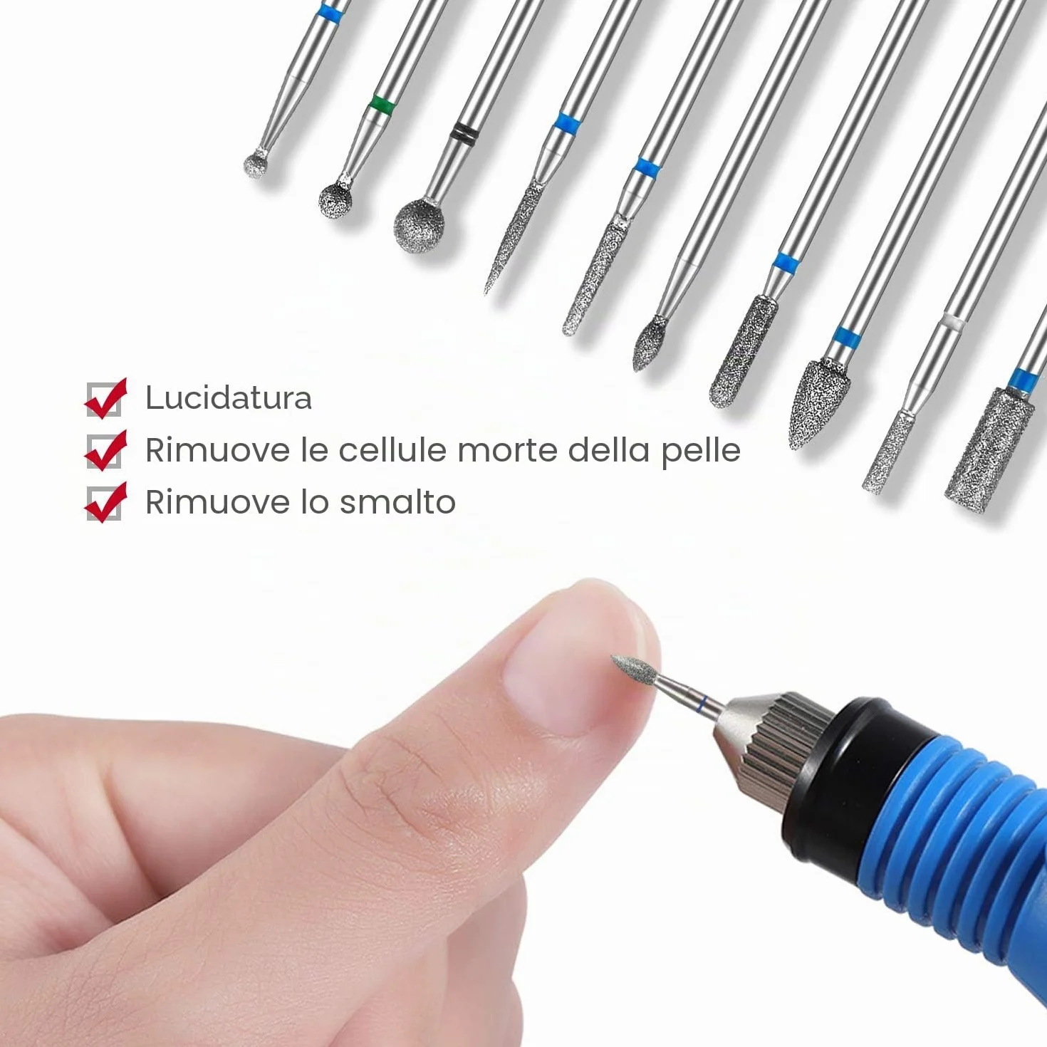 Punte Fresa Unghie per Manicure Elettrica Professionale - Punta da Trapano Accessori per Lucidatura e Rimozione Gel (10 Pezzi)