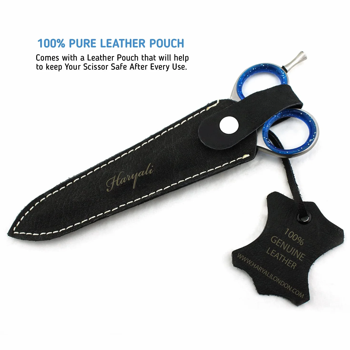 Forbici da parrucchiere Haryali London 15 cm acciaio inossidabile custodia in pelle