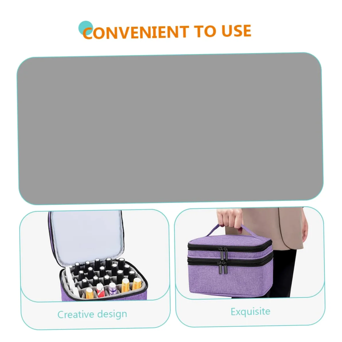 Gatuida Borsa Organizer per Smalti e Oli Essenziali Maniglia Custodia Portatile per Trasporto e Riporre Oggetti in Modo Razionale Base Rimovibile Coperchio Sicuro