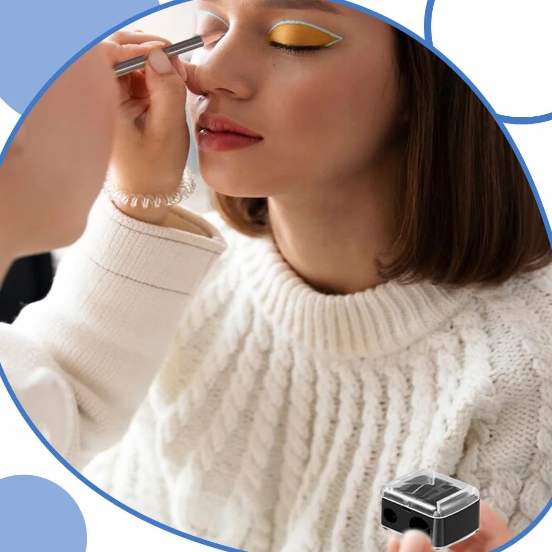 Temperamatite Bellezza 2 Pezzi, Temperino Matita Occhi Doppio Cosmetiche Trucco Nero+Beige