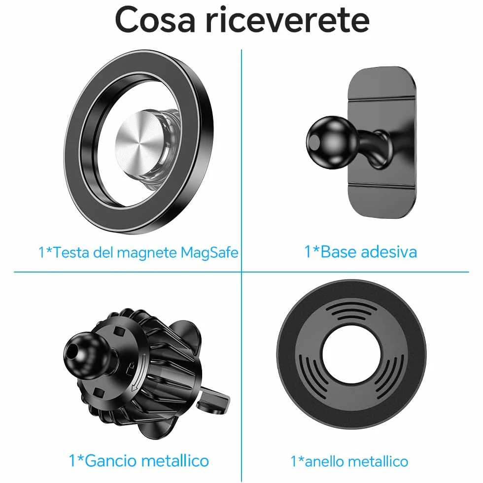 Coolpow Porta Cellulare Auto Magsafe 20 Potente Magnetico 360° Supporto Telefono Cruscotto Presa d'Aria Compatibile iPhone 17 Nero