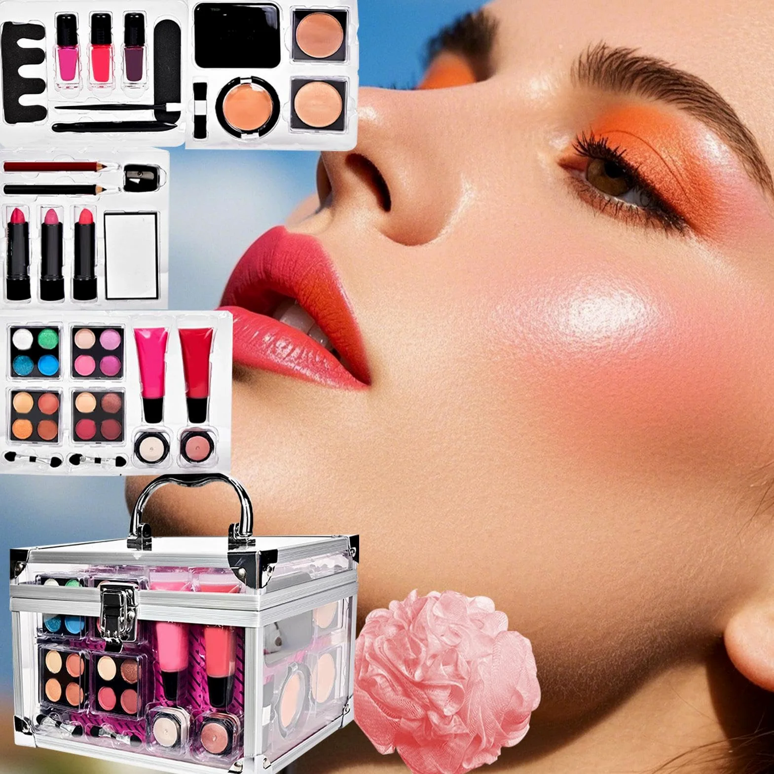 Kit Di Trucco Per Donna Set Da Viaggio Compatto Con | Valigette Per Uso Quotidiano Halloween Matrimoni Teatro E Spettacoli