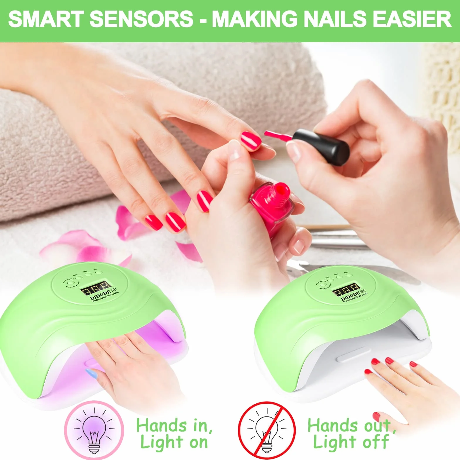 Lampada LED Unghie UV Professionale,168W Asciuga Unghie con Sensore Di Avvio Automatico,Display LCD e 4 Timer (10/30/60/99s),Per Manicure/Pedicure Lampada Asciuga Smalto Semipermanente
