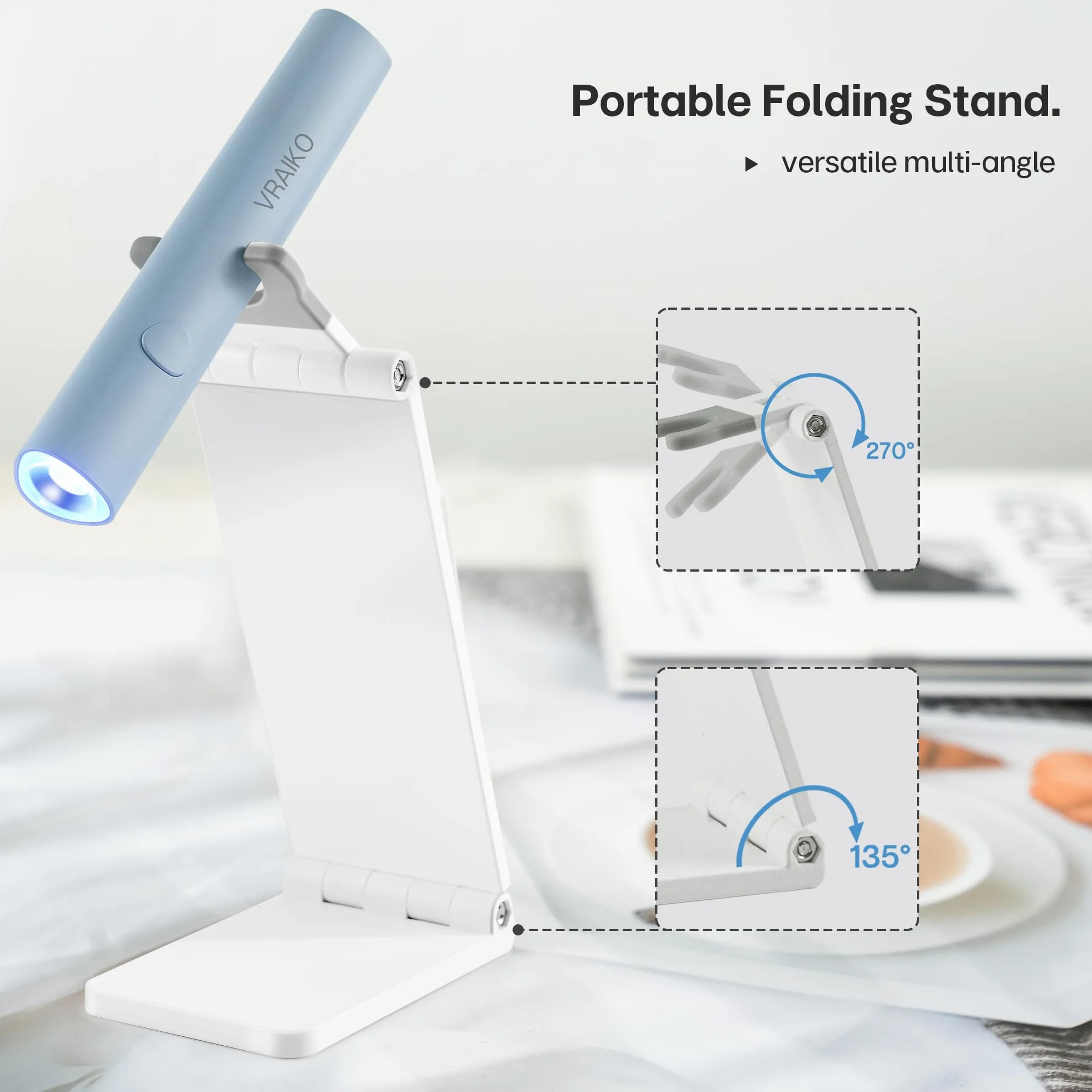 VRAIKO Minicicure, lampada UV portatile per unghie in gel, lampada UV portatile con supporto, mini lampada LED ricaricabile per asciugatura rapida (Blu)