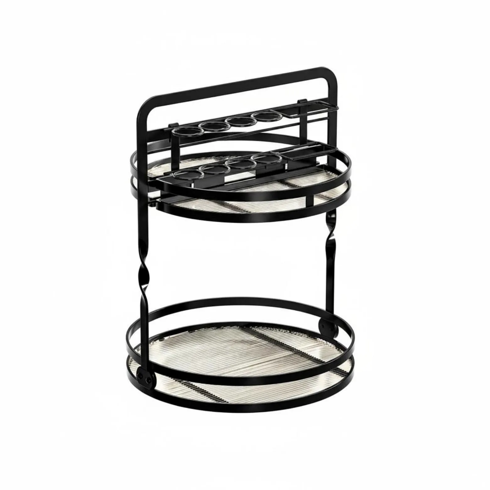 Vanity Organizer Organizzatore Trucco Portatrucchi Portapennelli Portaprofumi Rotante con Base Tonda in Metallo Due Livelli Ordine Rapido con, Nero, Style to 4