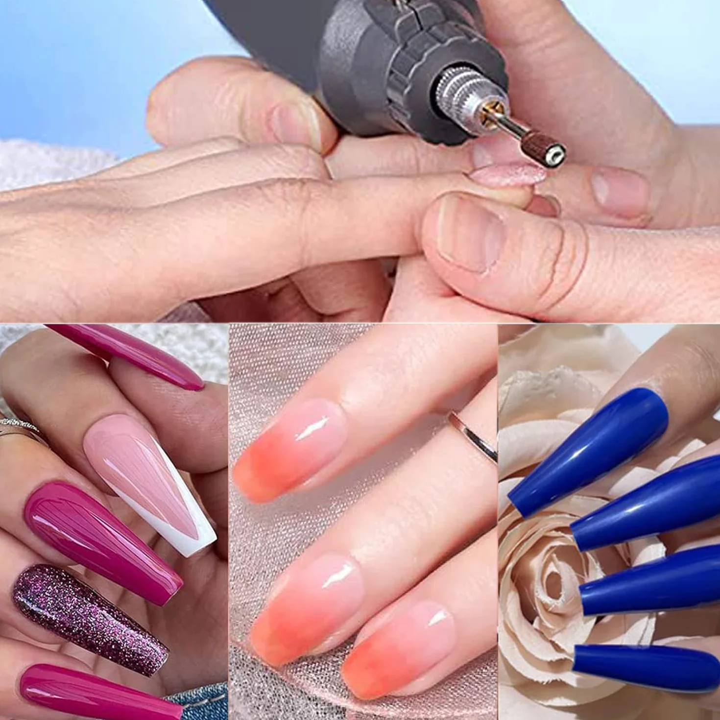 100 Pezzi Nastri Abrasivi Manicure 180#, Ideale per Macchina Manicure Utensili Montati Teste di Molatura Cilindrica(2*Punta da Trapano per Unghie)