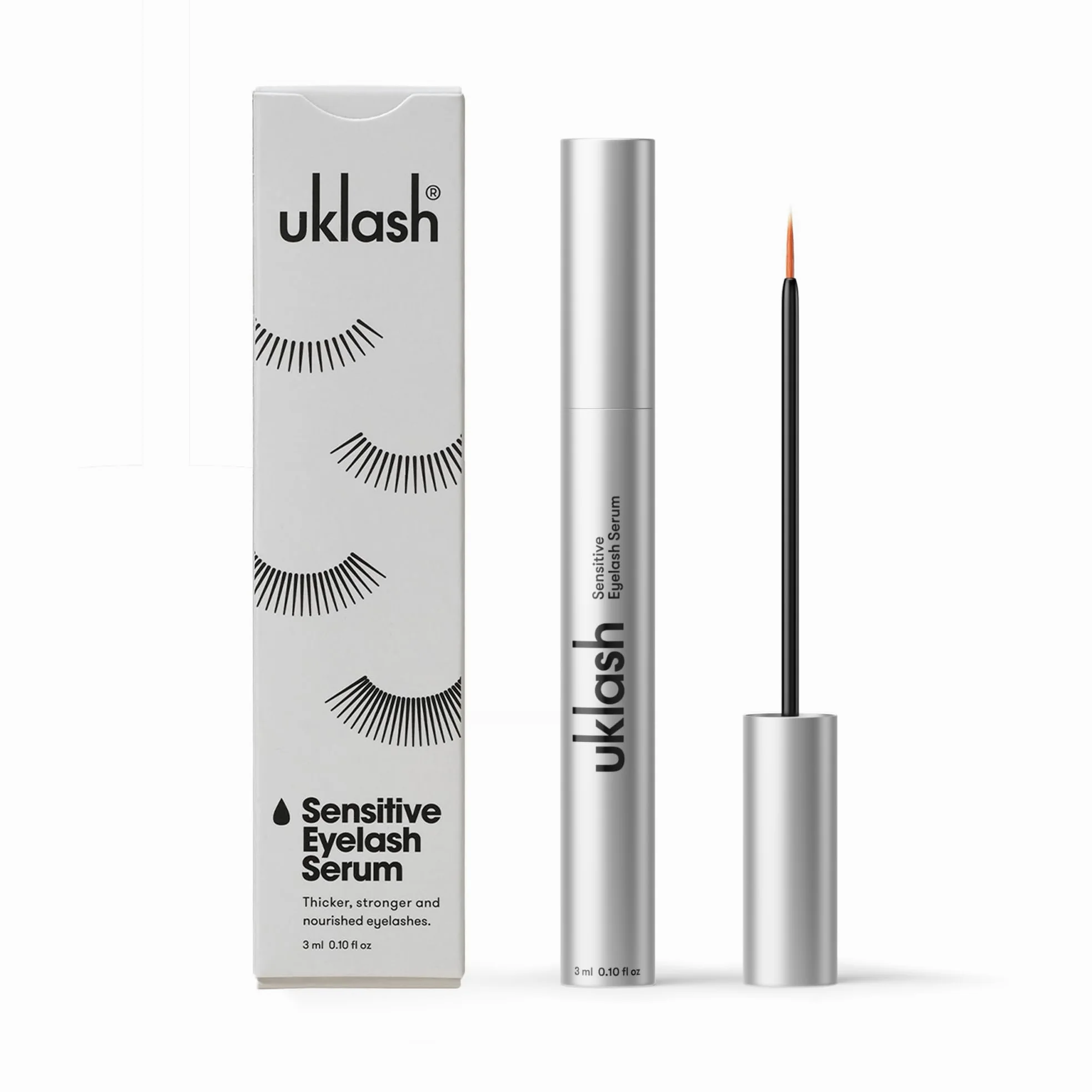 UKLASH | Siero per Ciglia Sensibili- 3ml - per Ciglia più Folte, a base di Peptidi, Vegani e studiati, per occhi sensibili
