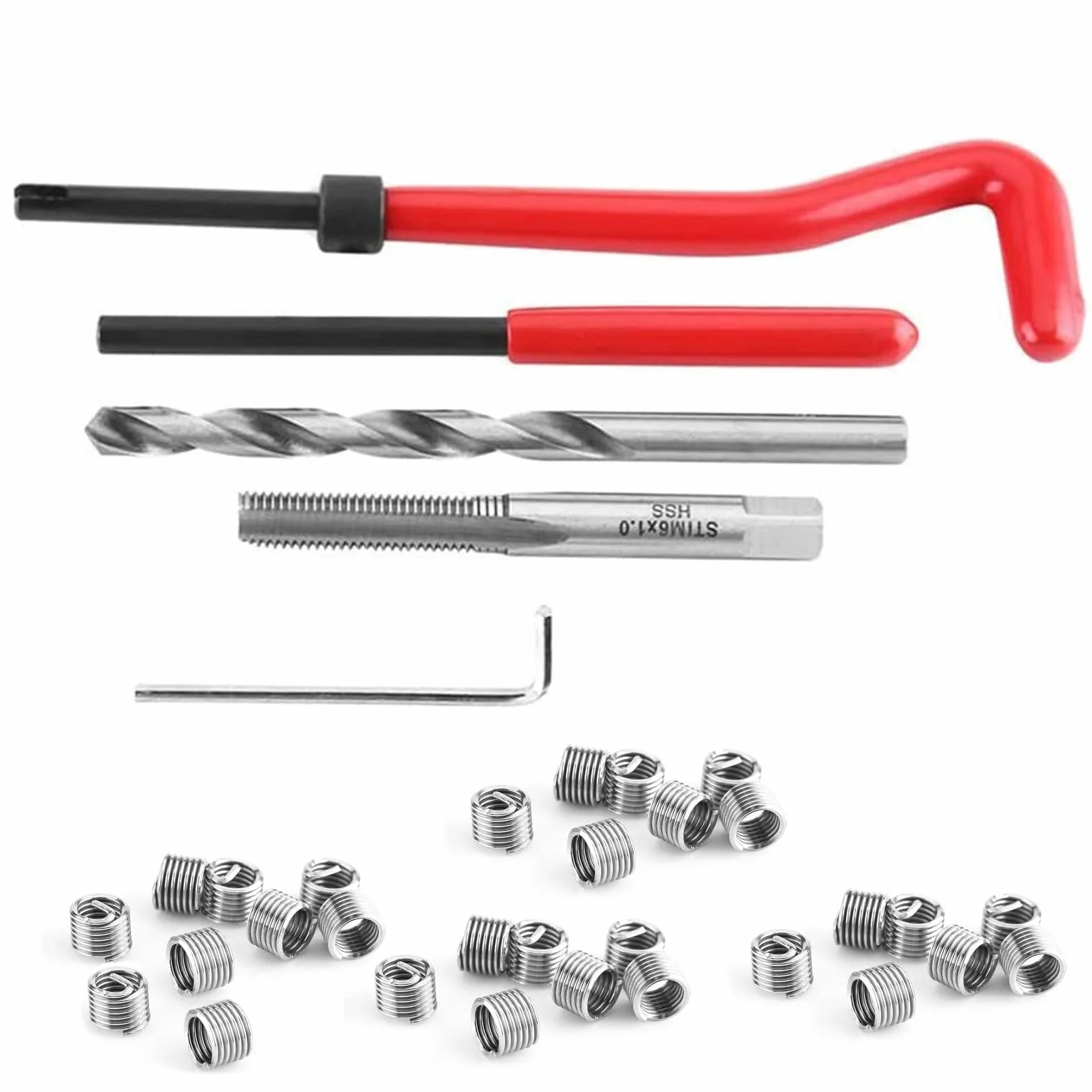 WANGCL 30 pezzi kit di riparazione filettatura M6 Helicoil inserti filettati