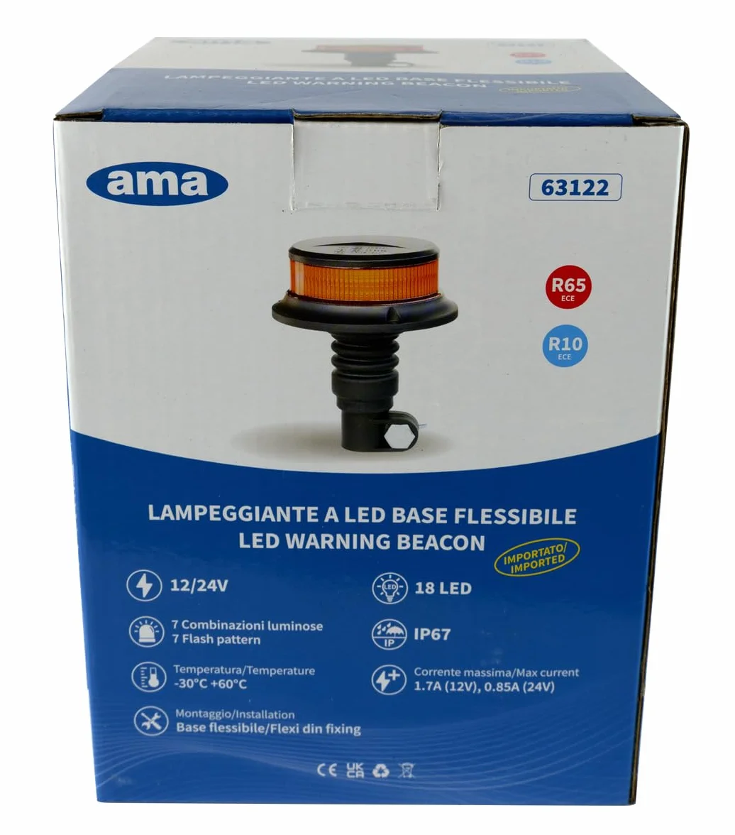 Lampeggiante LED 12-24V IP67 Ama Base Flessibile
