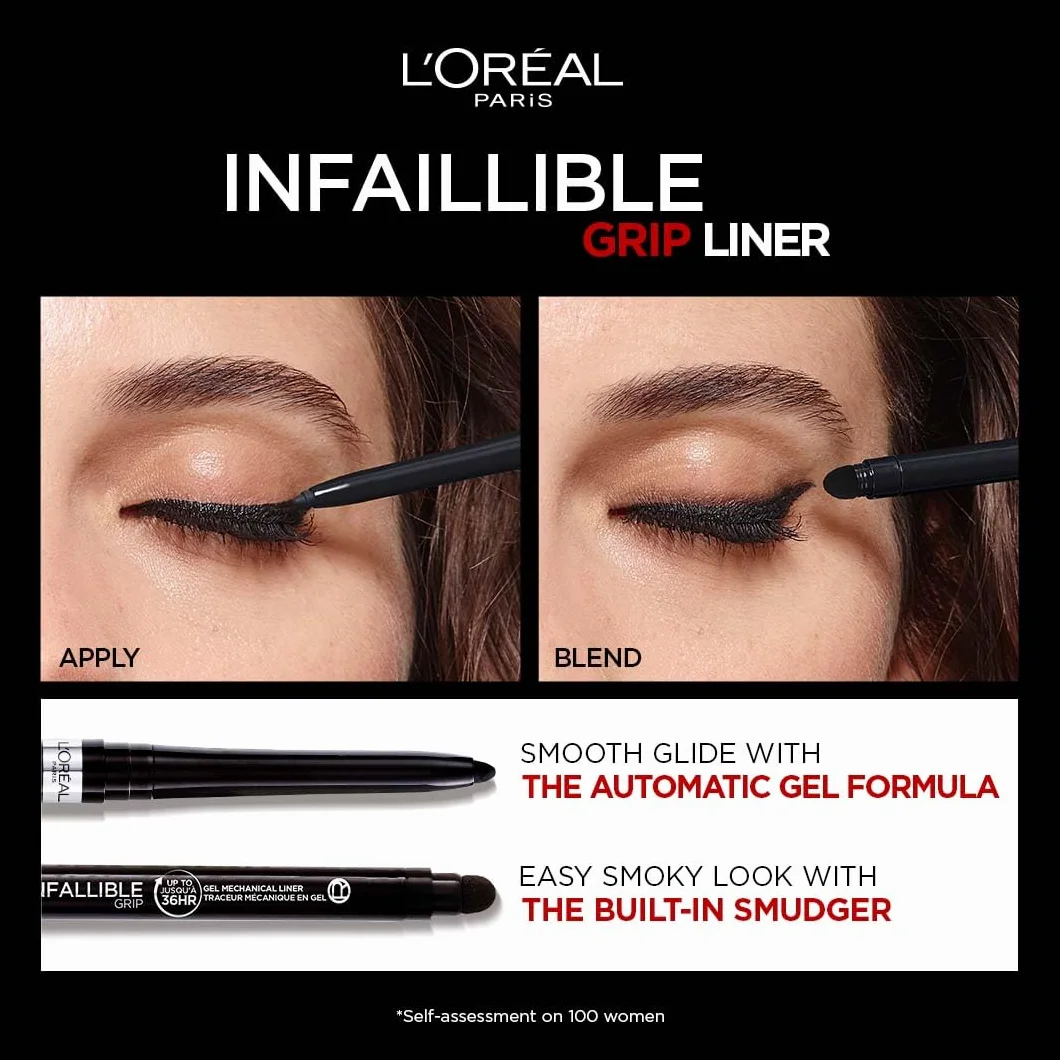 L'Oréal Paris Infaillible 36H Grip Liner Matita Automatica in Gel Waterproof 01 Intense Black
