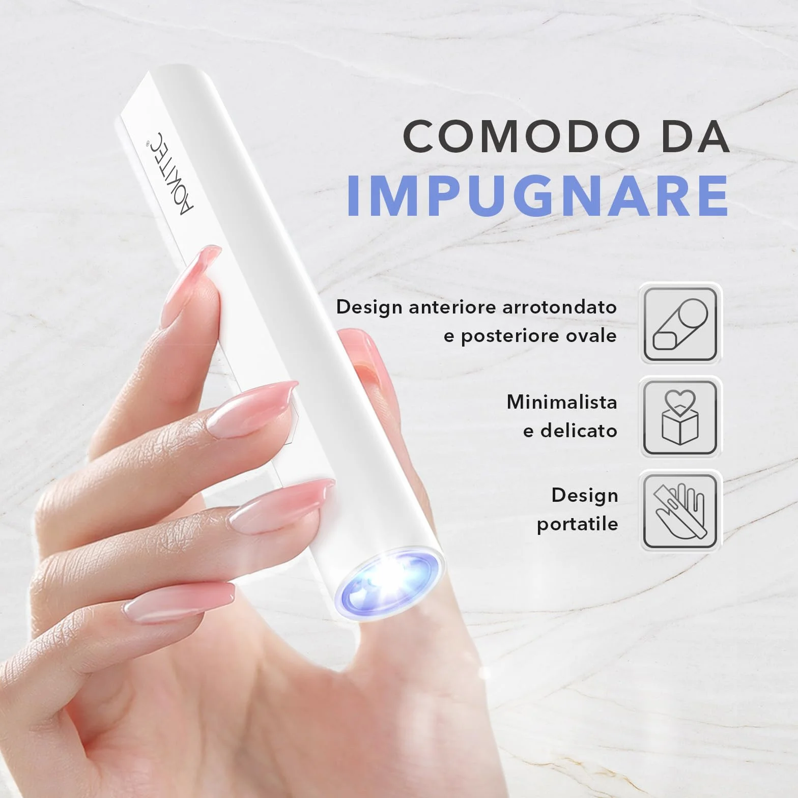 Aokitec Lampada UV LED Unghie, Lampada portatile per unghie, lampada semipermanente unghie, Unghie delle mani e dei piedi ad asciugatura rapida, Previene l'oscuramento della pelle intorno alle unghie