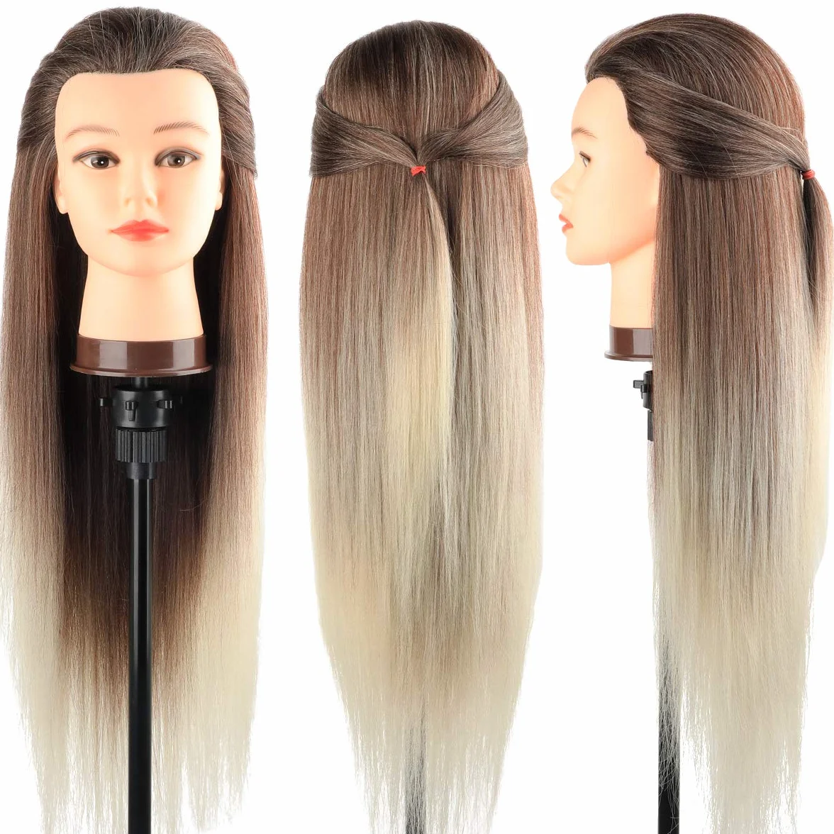 Testina Parrucchiere 26" Capelli Sintetici Morbidi con Staffa e Accessori