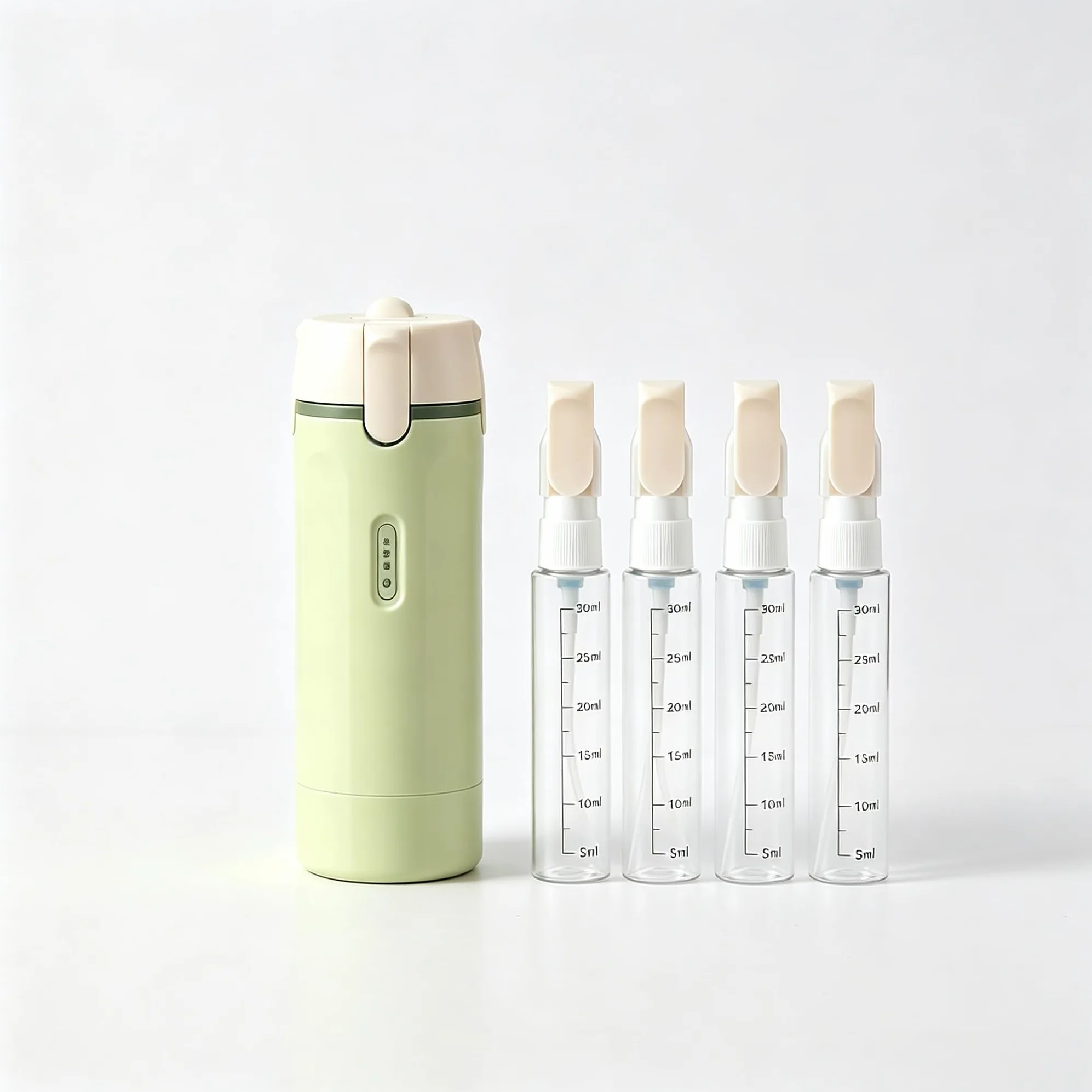 Set di bottiglie da viaggio ricaricabili 4 in 1, dispenser per WC a prova di perdite, 4 flaconi spray da 30 ml, dimensioni da viaggio, per shampoo, lozione per la cura della pelle, approvati in aereo