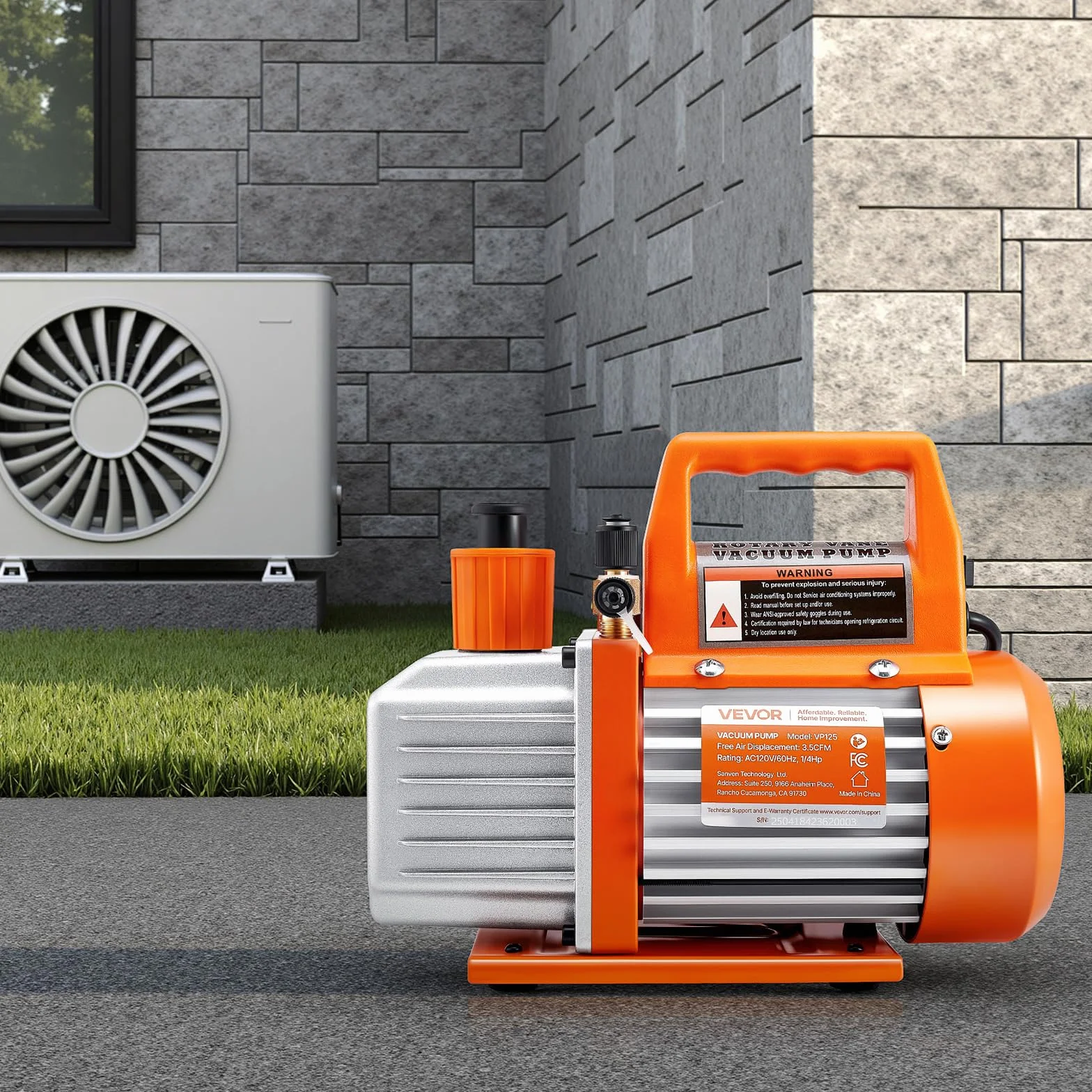 VEVOR Pompa per Vuoto 100 L/min a Palette Rotanti Monostadio HVAC R134a R22 R410a