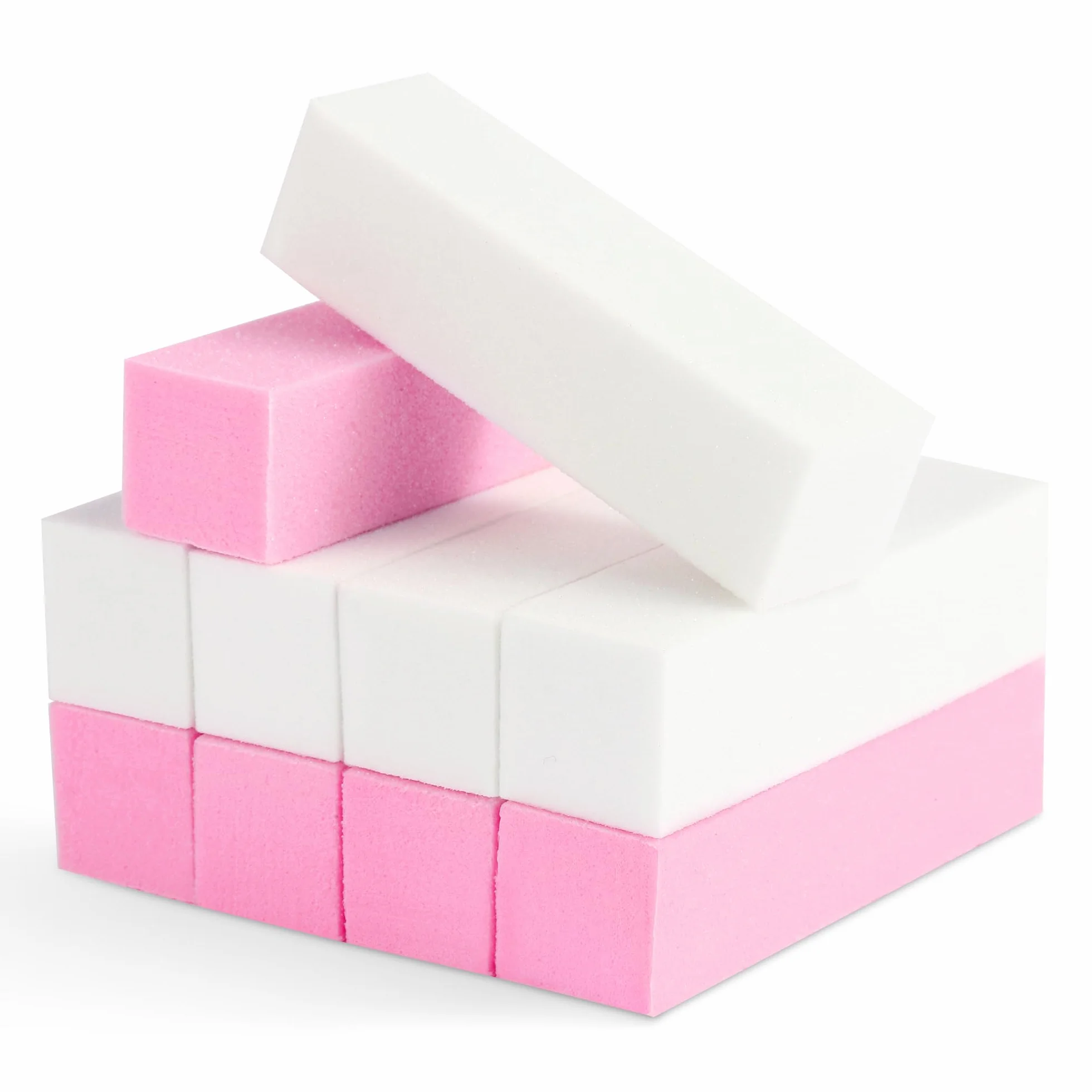 10 Pezzi Buffer Unghie Blocco((5 Bianchi e 5 Rosa), Strumenti per Manicure Professionale e Cura delle Unghie con Spugne Lucidanti per Rimodellamento e Finitura