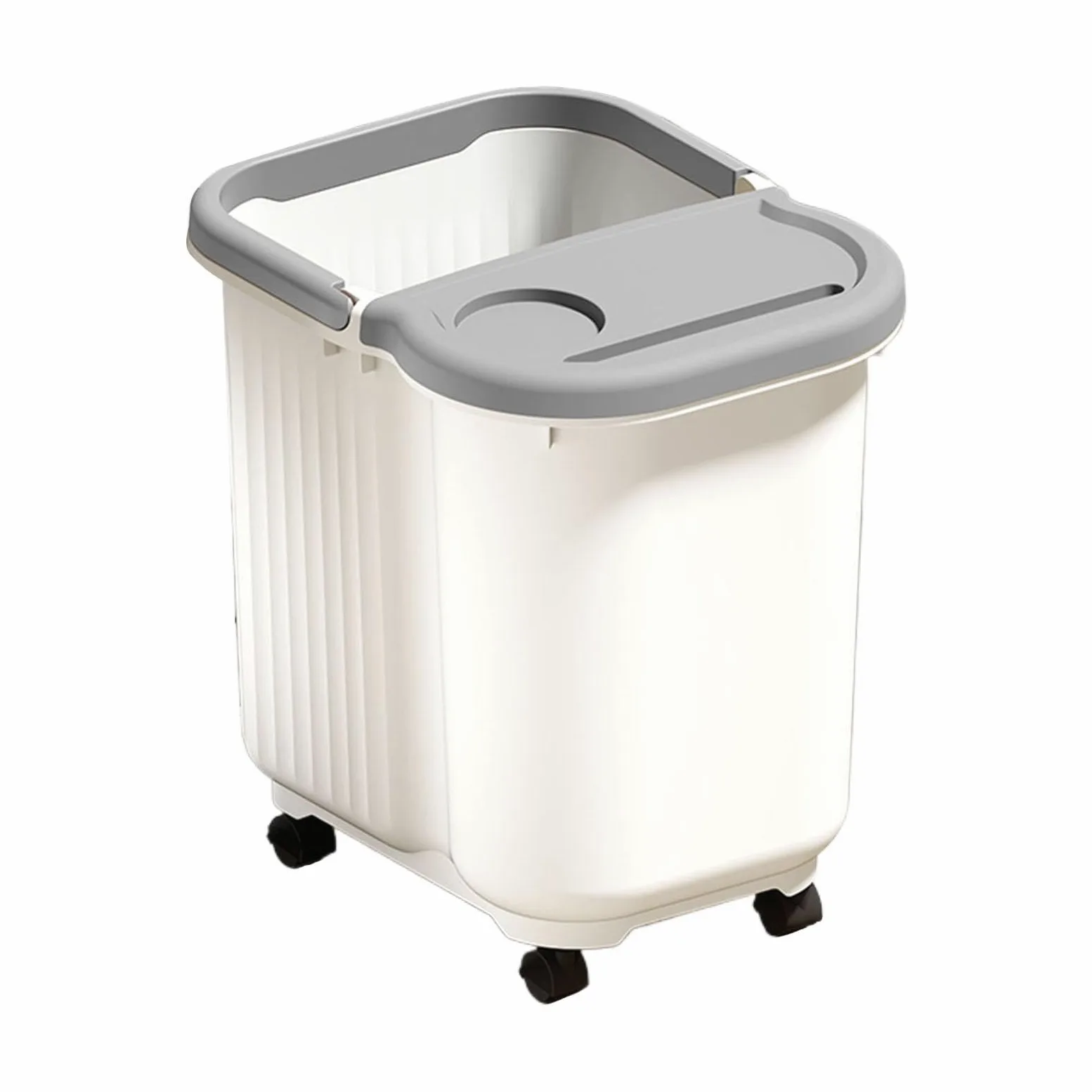 Vaschetta per Pedicure con Vaschetta Grande, Punti Massaggianti per I Piedi, in Materiale PP con Manico Antiscivolo, Adatta per Uso Domestico Fa, Bianco Grigio, L with Wheels