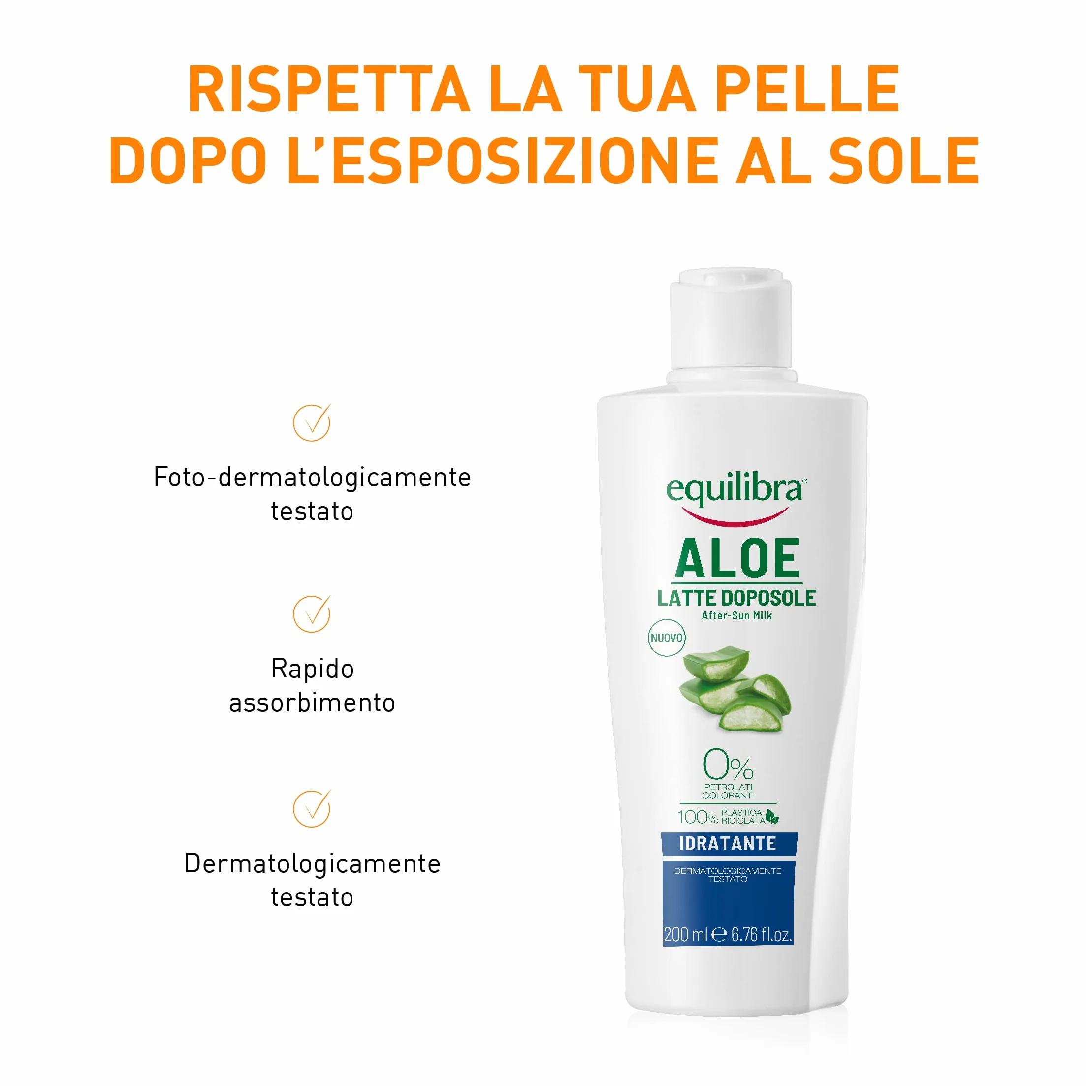 Equilibra Doposole Idratante Aloe Latte con Olio di Carota e Vitamina E 200 ml