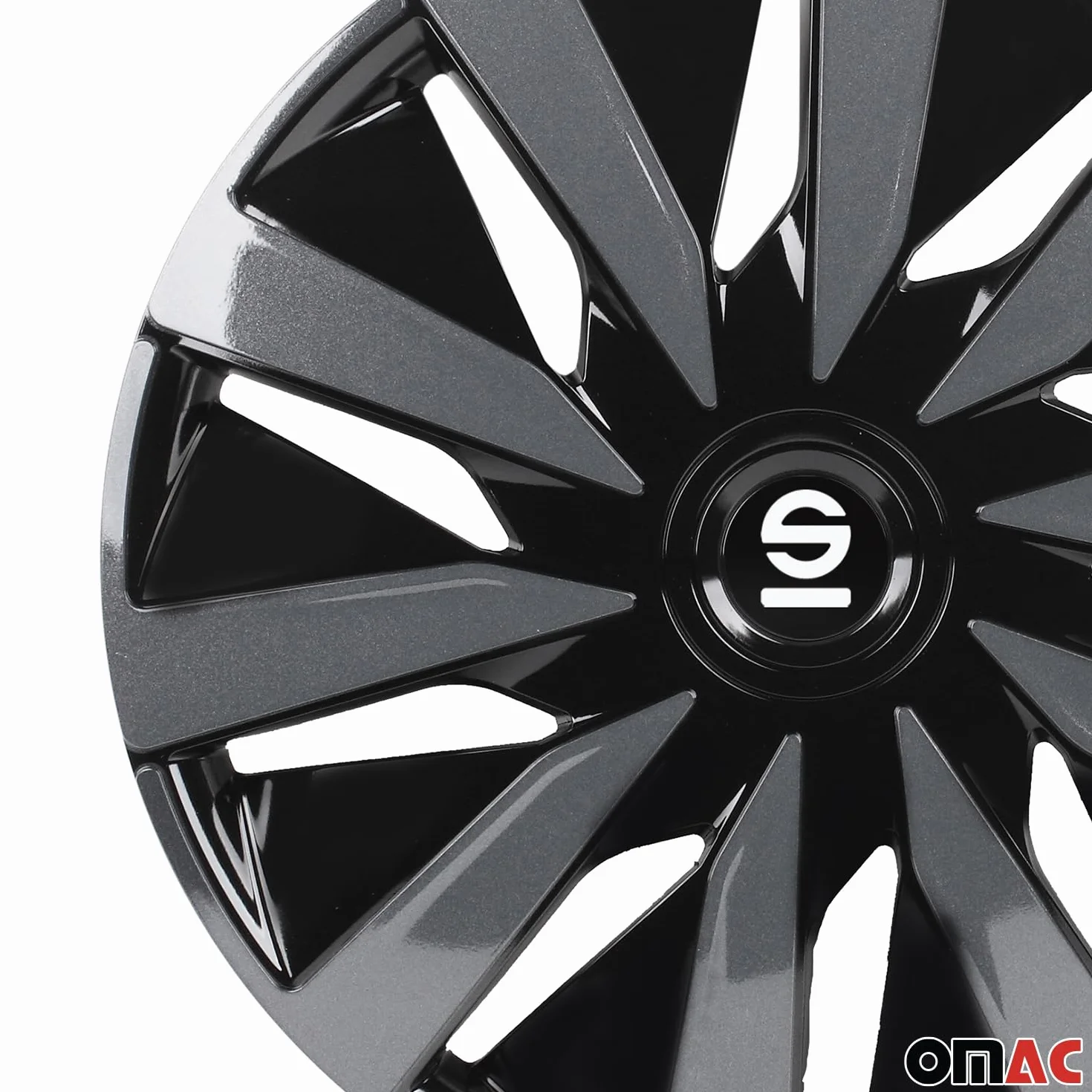 Sparco Set 4 copricerchi 15" pollici copriruota auto Lazio SPC1591BKGR nero grigio