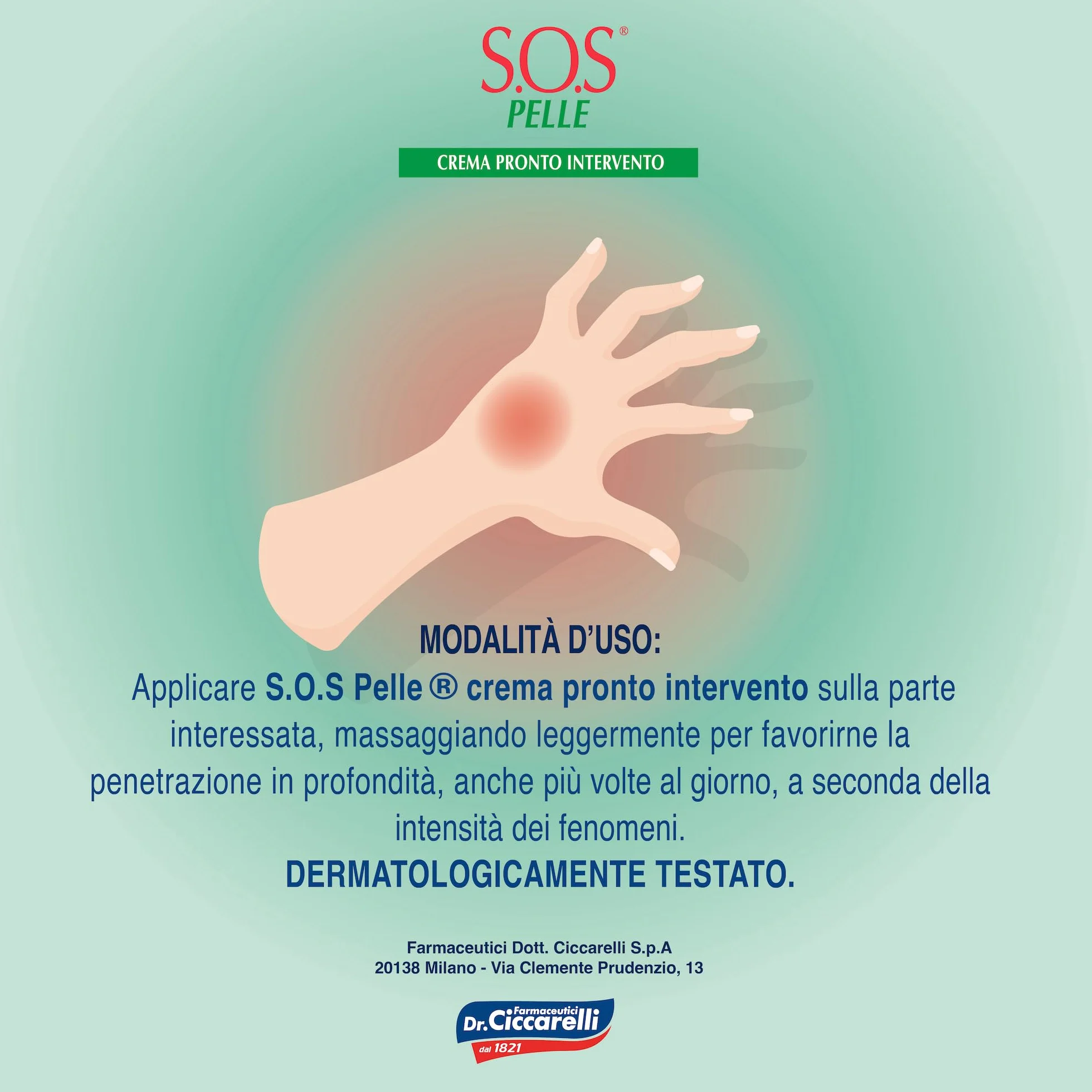 Crema Pronto Intervento S.O.S Dr Ciccarelli, Riduce Rossore e Prurito, 100% Made in Italy, Tubetto 25 ml