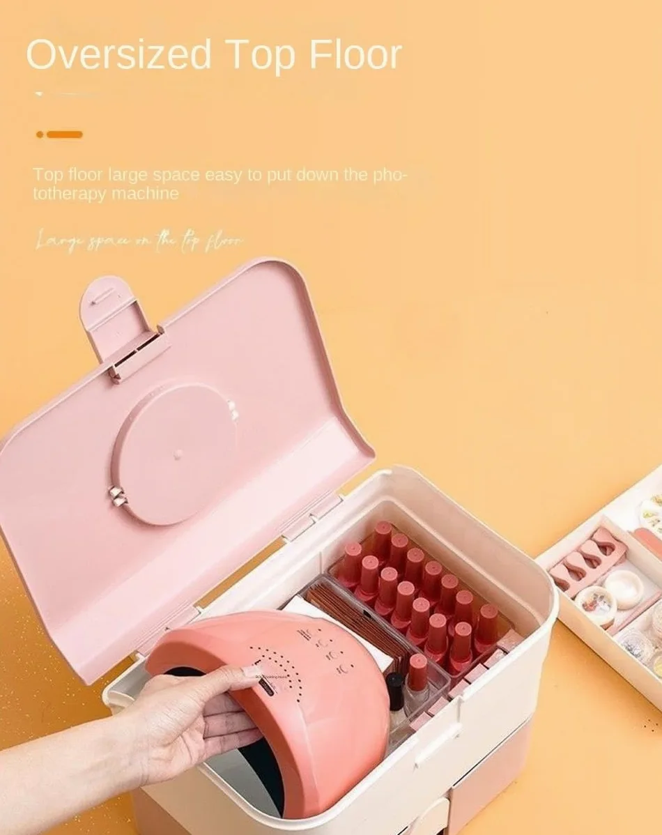 Porta Smalti Scatola Portaoggetti in Plastica for Cosmetici E Smalti for Accessori Valigetta Custodia(Pink)