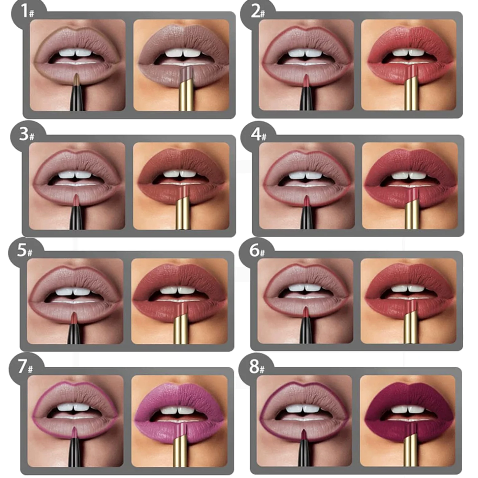 16 colori rossetto a lunga tenuta matita labbra combo, matita labbra e rossetto,set matita labbra e rossetto Dual Heads, rossetto a lunga tenuta matita labbra opaca impermeabile (16pcs / 1set)