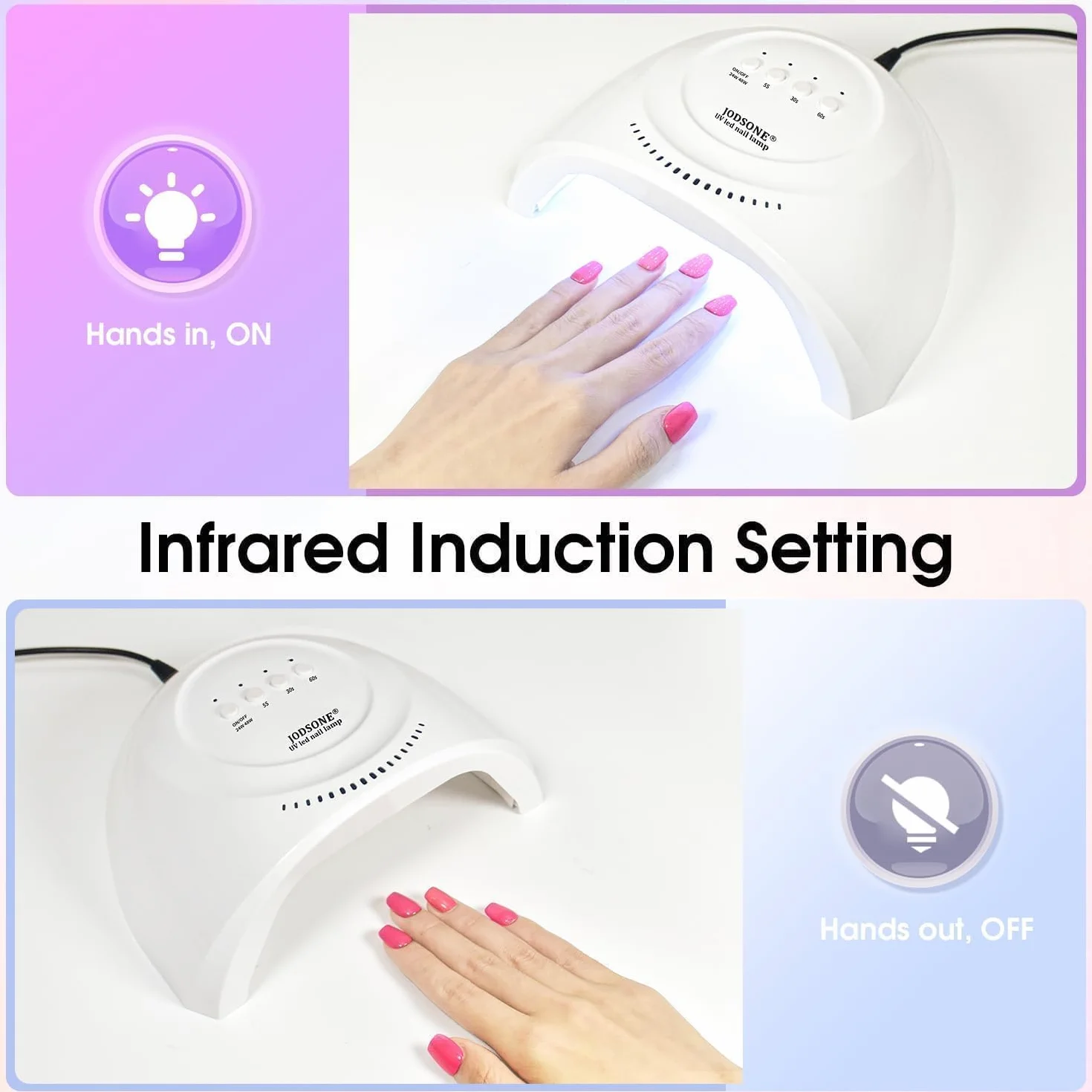 Lampada UV LED per unghie 30 perline luminose smalto gel sensore automatico 3 timer