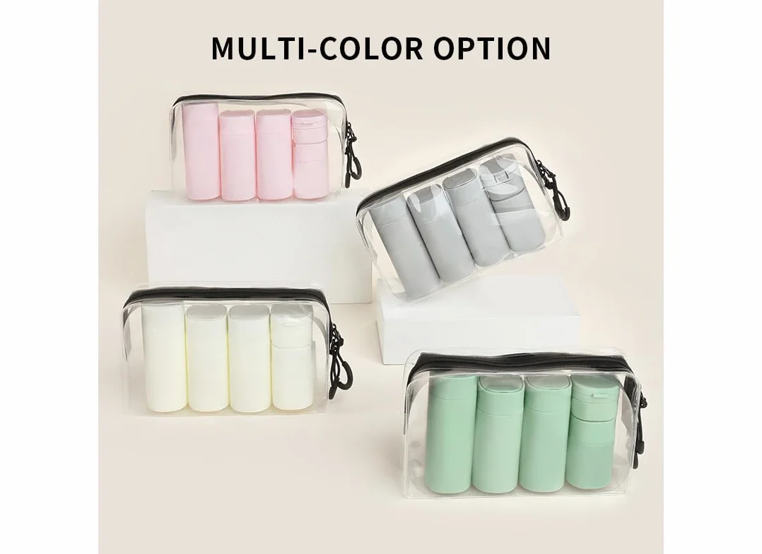 Confezione da 5 bottiglie da viaggio brevi e alla moda, approvate TSA, senza BPA, per cosmetici, shampoo, crema, balsamo, lozioni, sapone (Nordic bean purple)