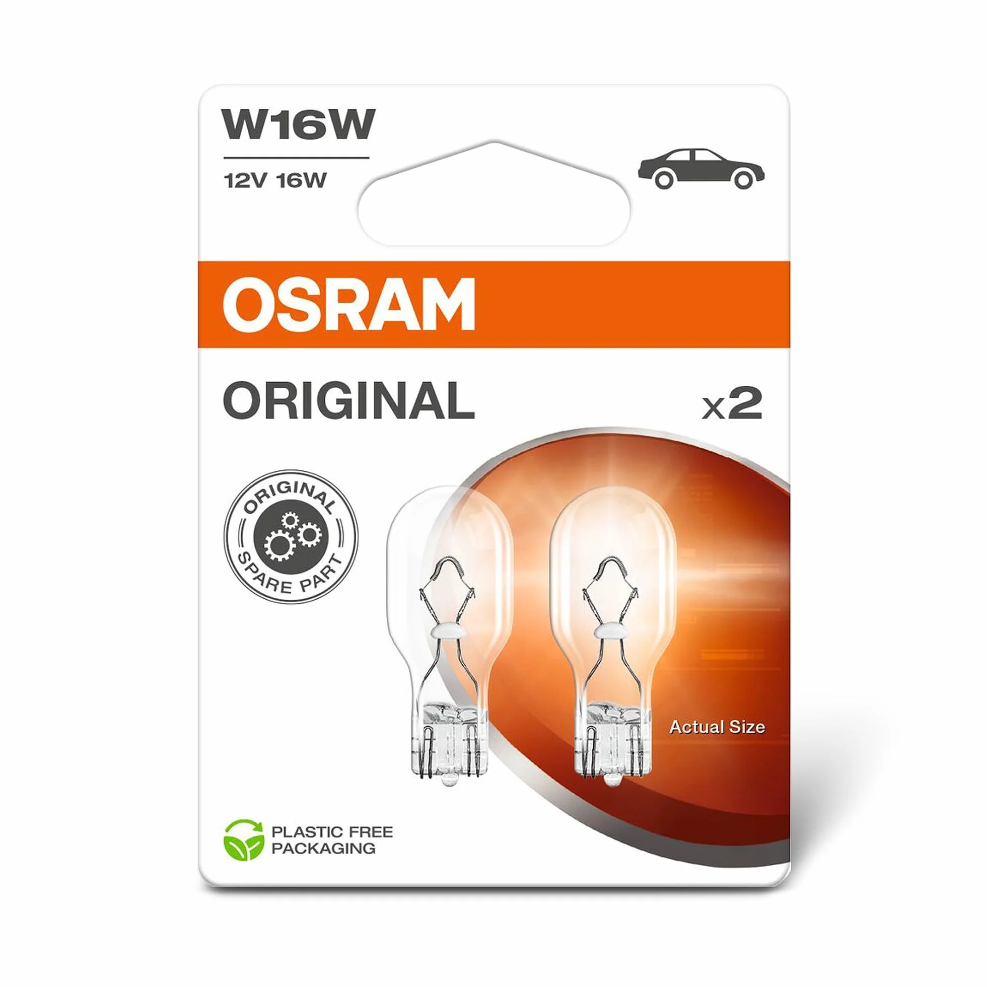 OSRAM ORIGINAL LINE W16W 12V Signal Lamp Metal Wedge Base 2 Pack
