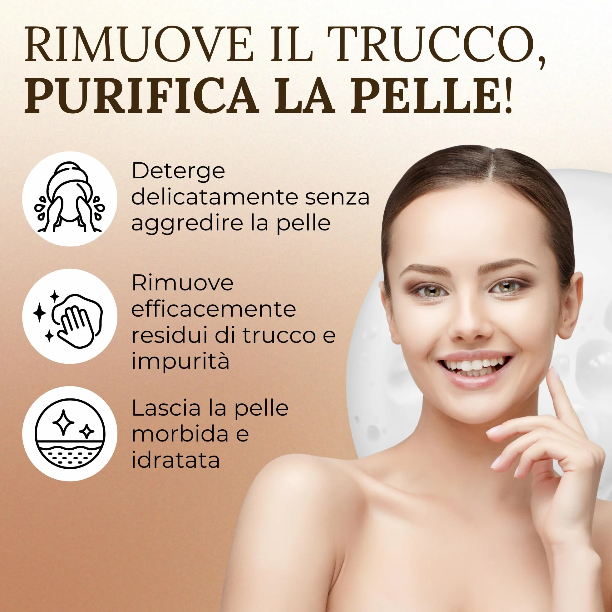 Lòmys Cosmetics - Mousse Detergente Viso - Schiuma Purificante e Idratante per una Pulizia Profonda, Formula Soffice per Tutti i Tipi di Pelle, Skincare, Struccante Viso e Occhi