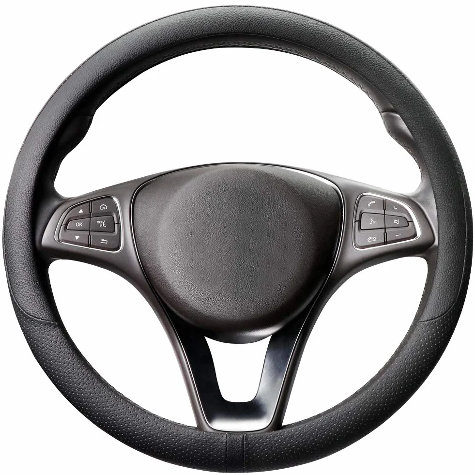 COFIT Coprivolante Auto in Pelle Microfibra Traspirante Antiscivolo con Marcatura Centrale Universale M 37-38cm Nero