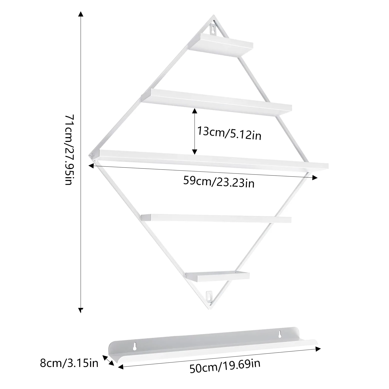 Scaffale per smalti in metallo a forma di diamante, organizzatore per smalto per unghie, oli essenziali, rossetto (bianco)